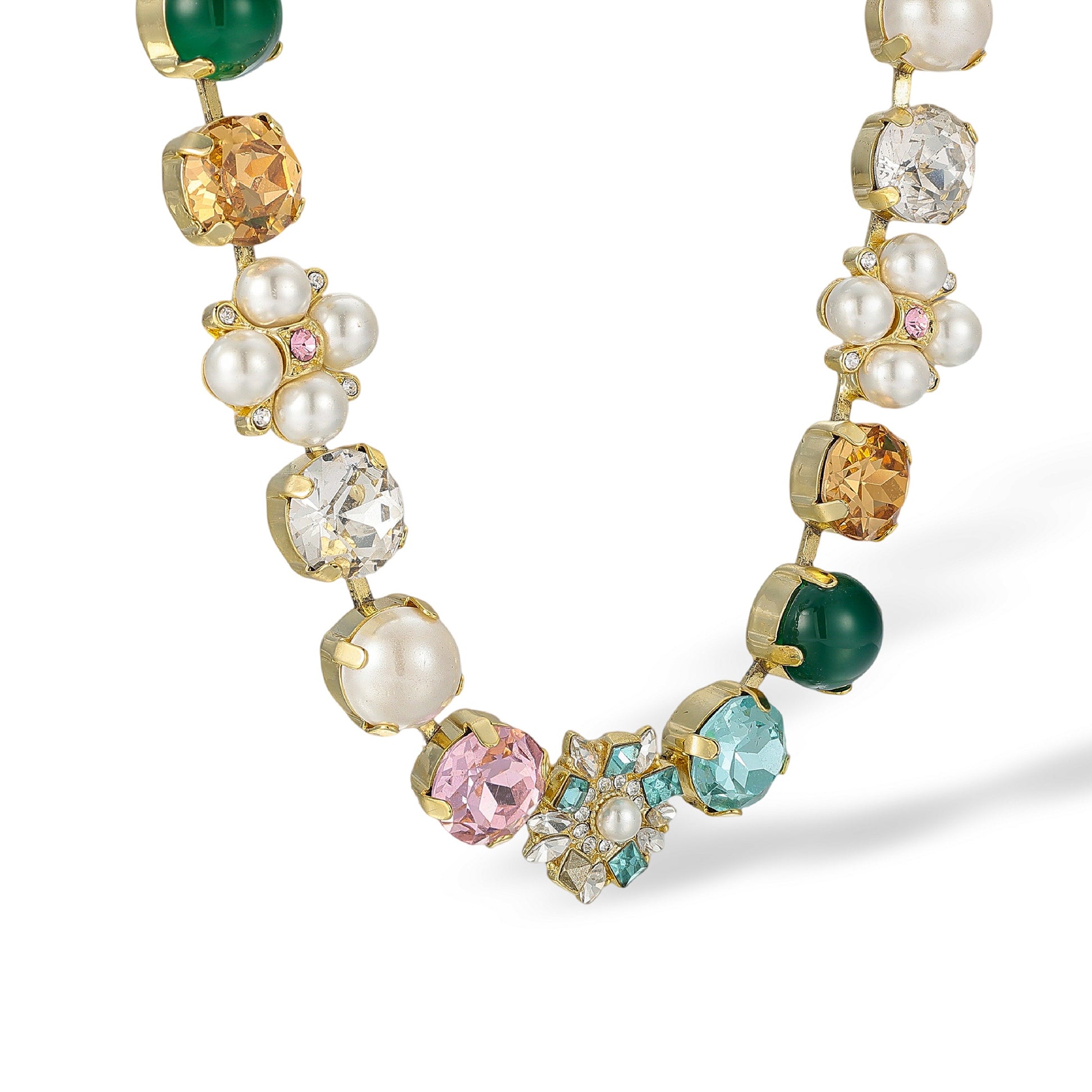 Anneli Multicolor Pearl Floral Necklace