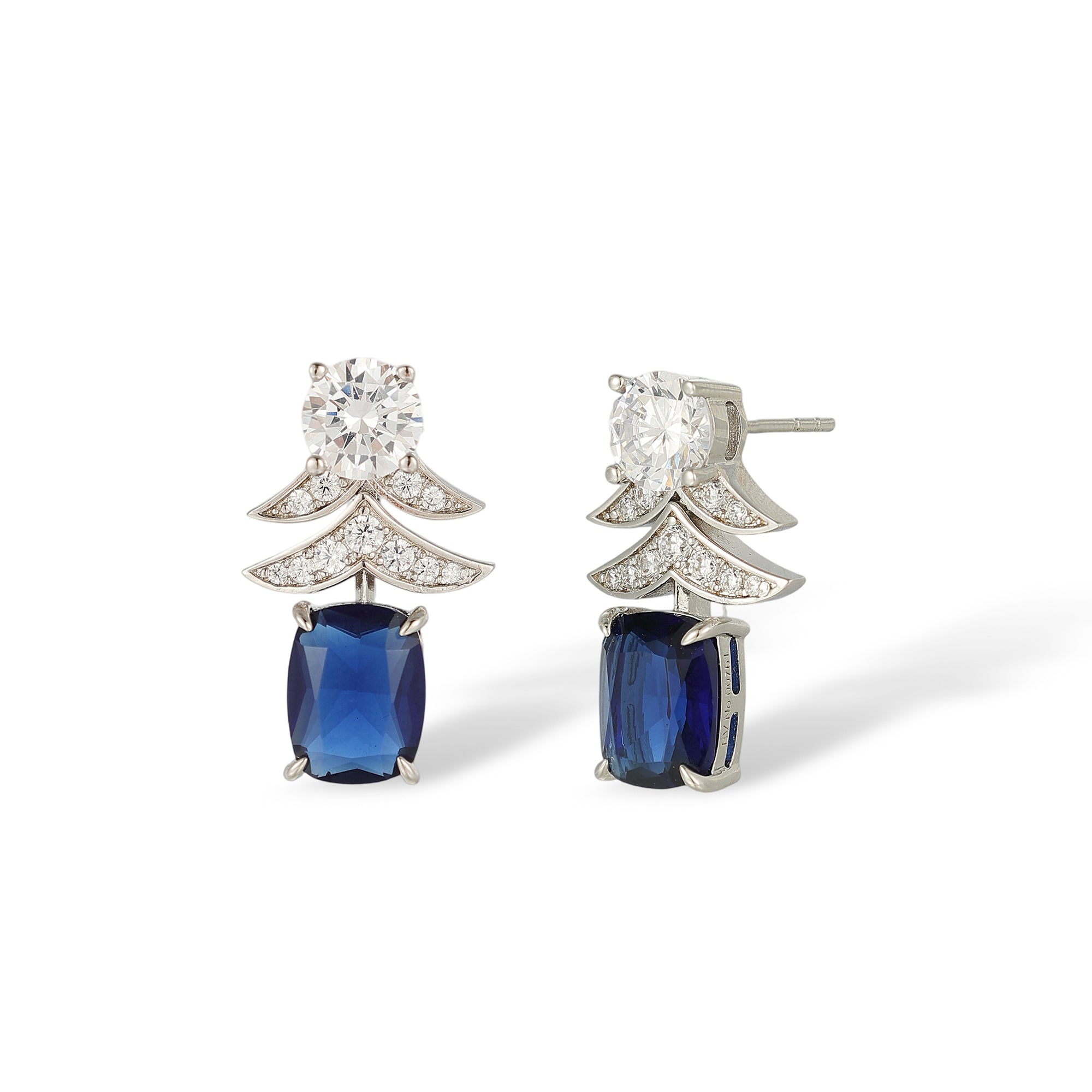 Annelin Nave Blue Laurel Leaf Cushion Earrings