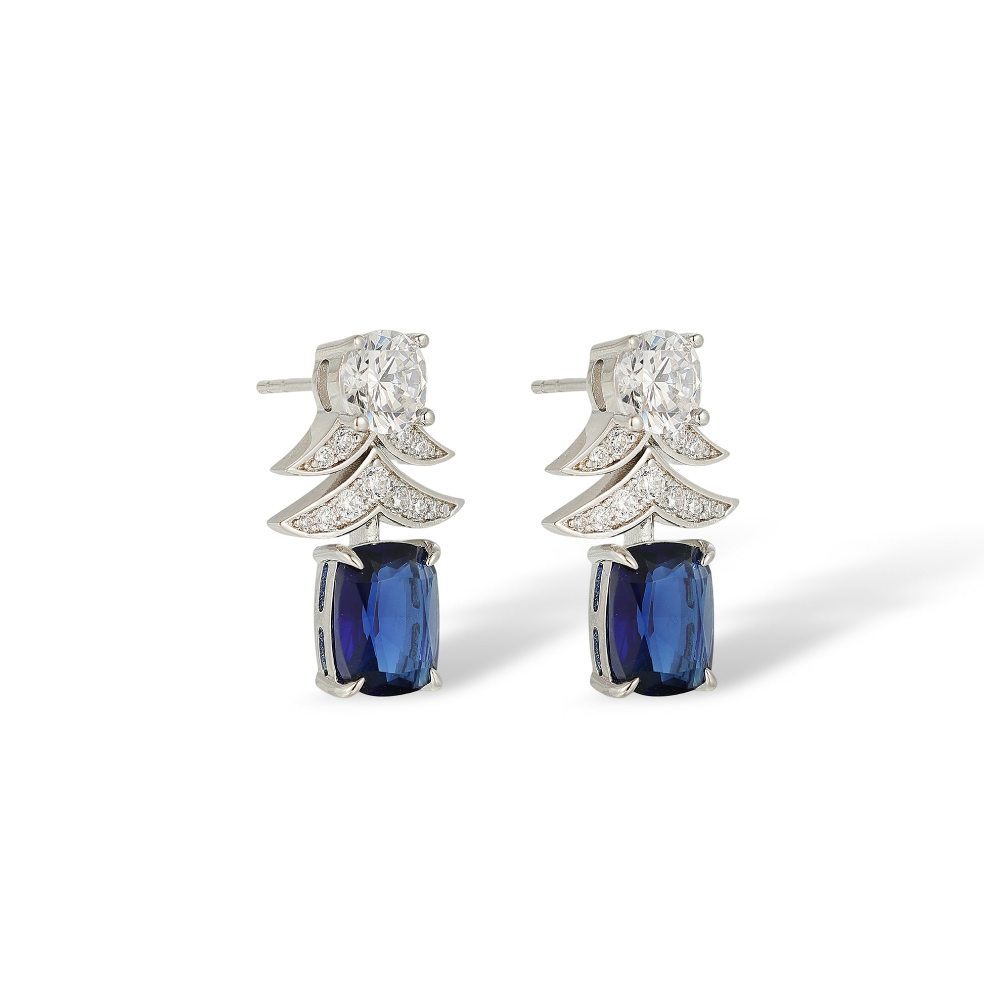 Annelin Nave Blue Laurel Leaf Cushion Earrings