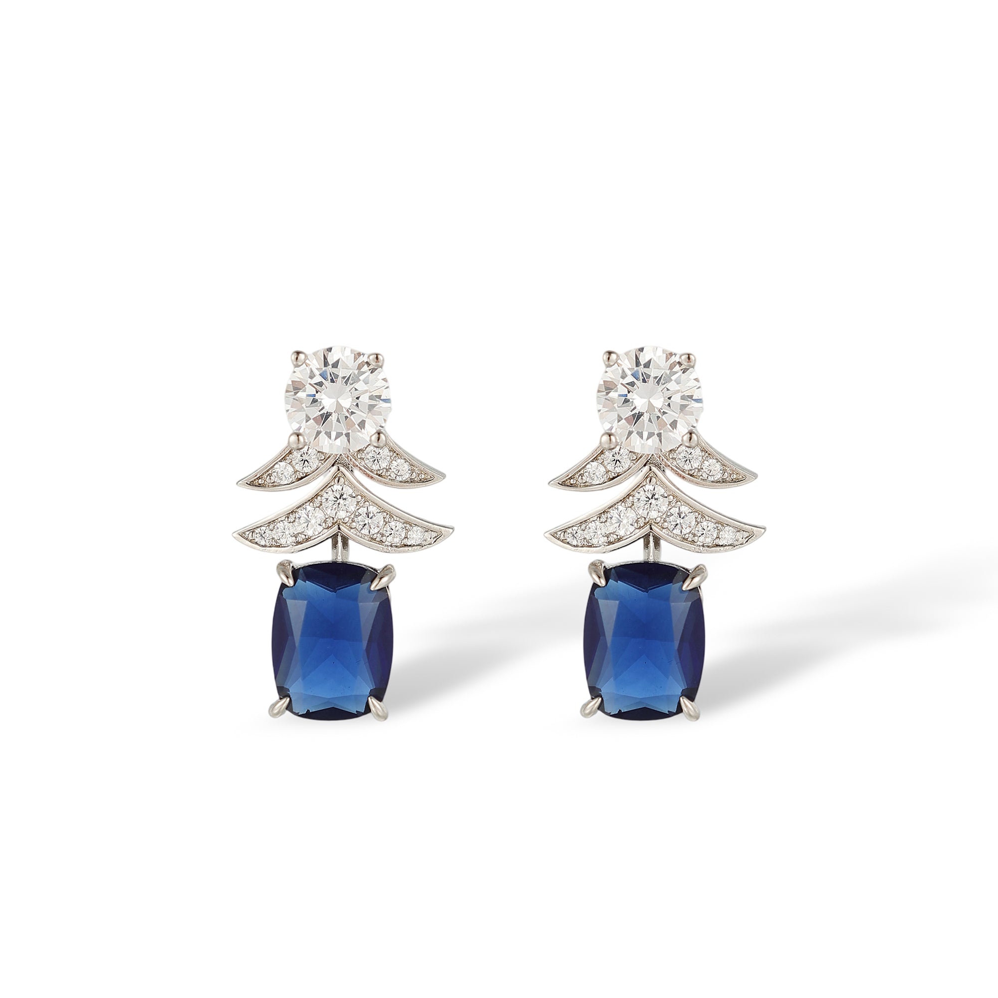 Annelin Nave Blue Laurel Leaf Cushion Earrings