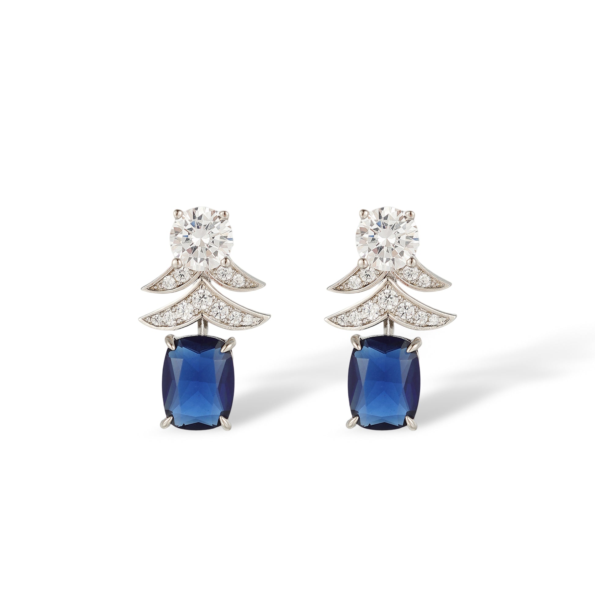 Annelin Nave Blue Laurel Leaf Cushion Earrings