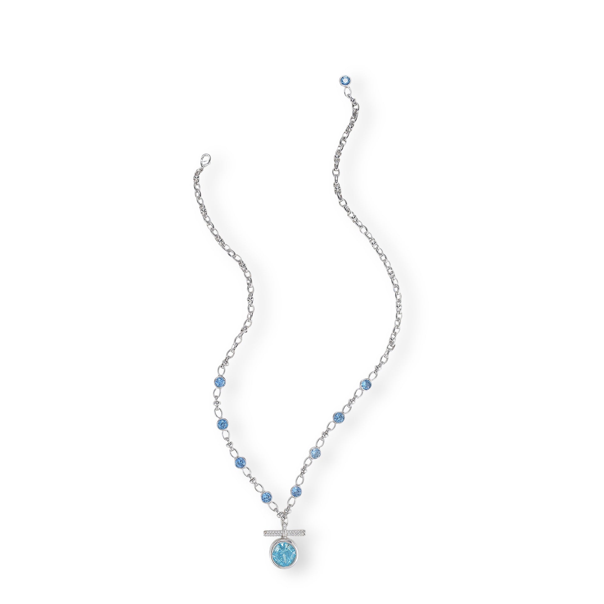 Antigone Blue Round T Bar Necklace