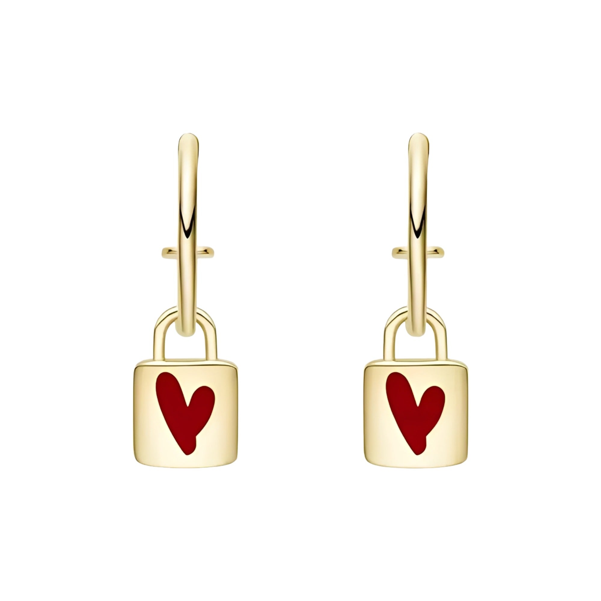 Antoinette Gold Heart Lock Earrings