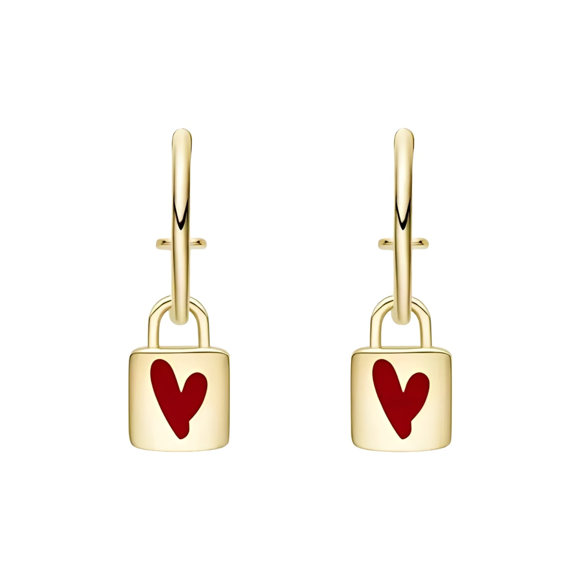 Antoinette Gold Heart Lock Earrings