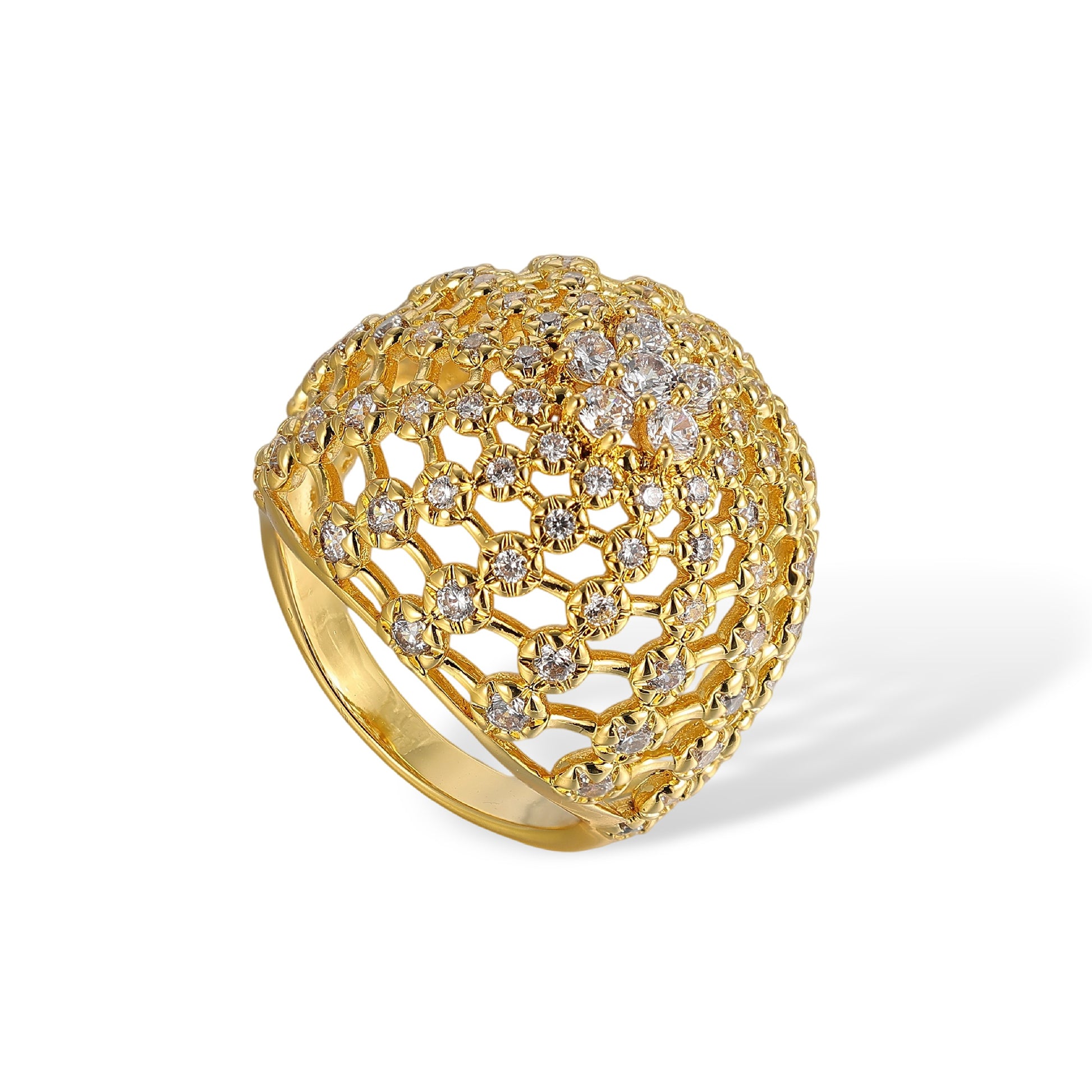 Antonia 14K Gold Floral Honeycomb Open Ring