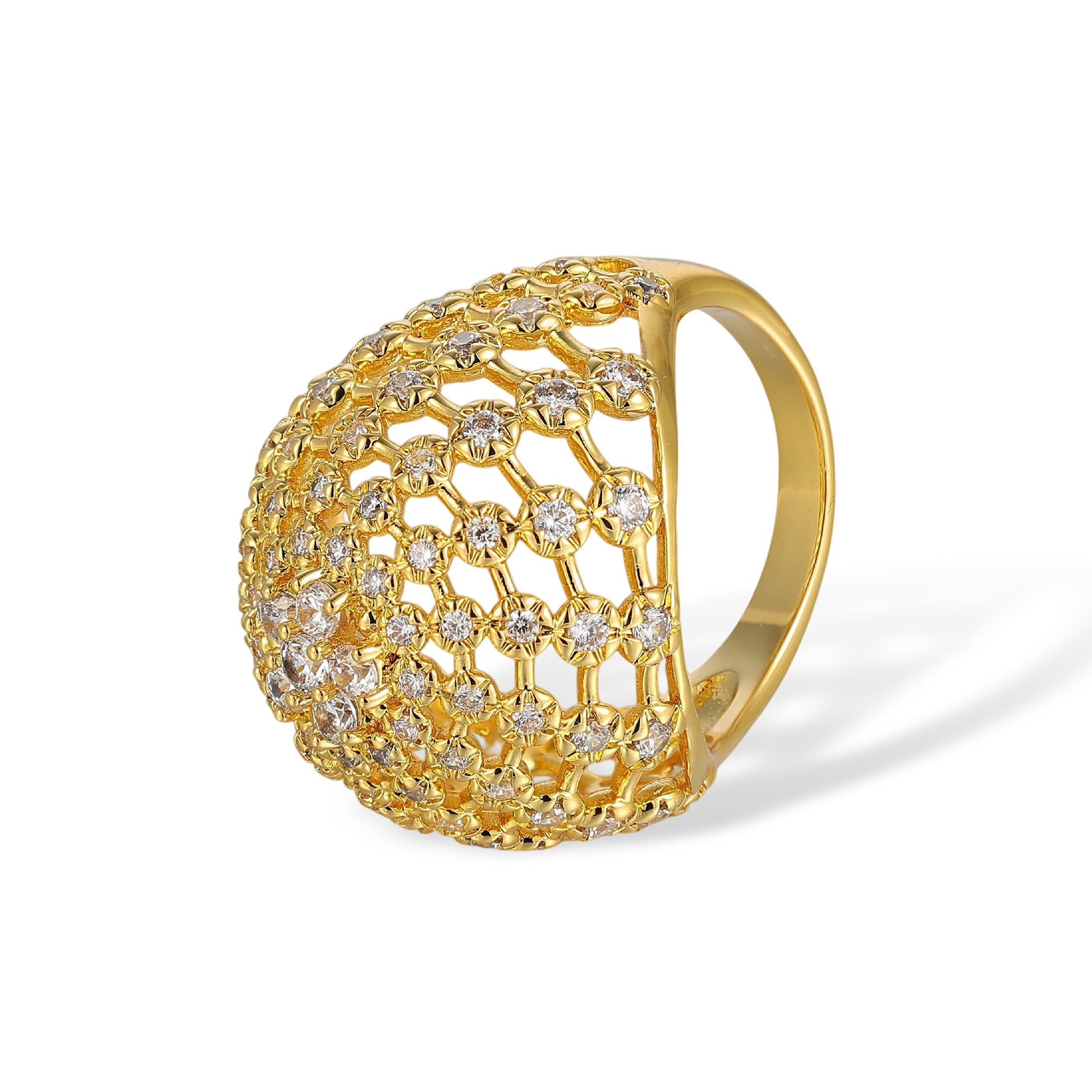 Antonia 14K Gold Floral Honeycomb Open Ring