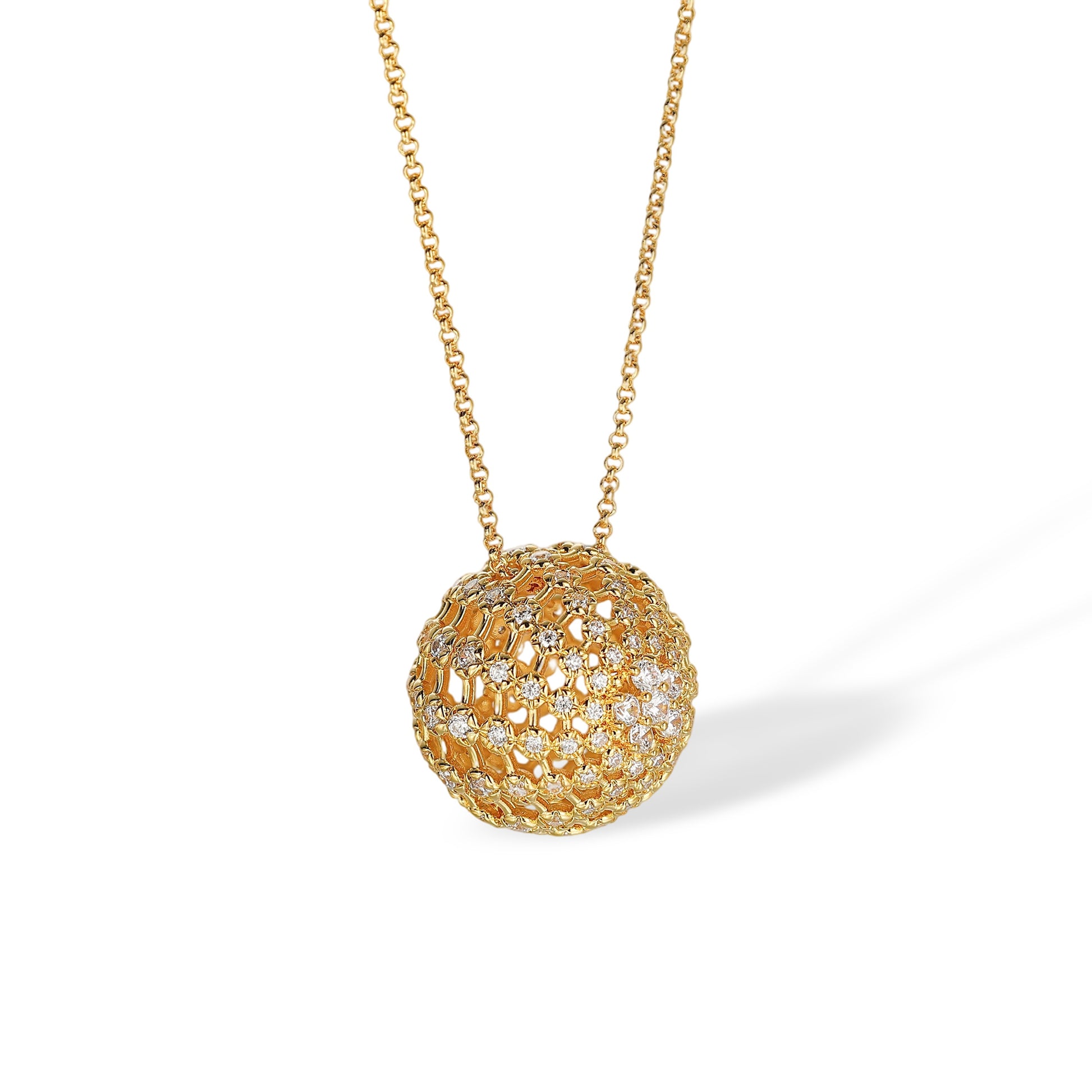 Antonia 14K Gold Floral Honeycomb Spherical Necklace