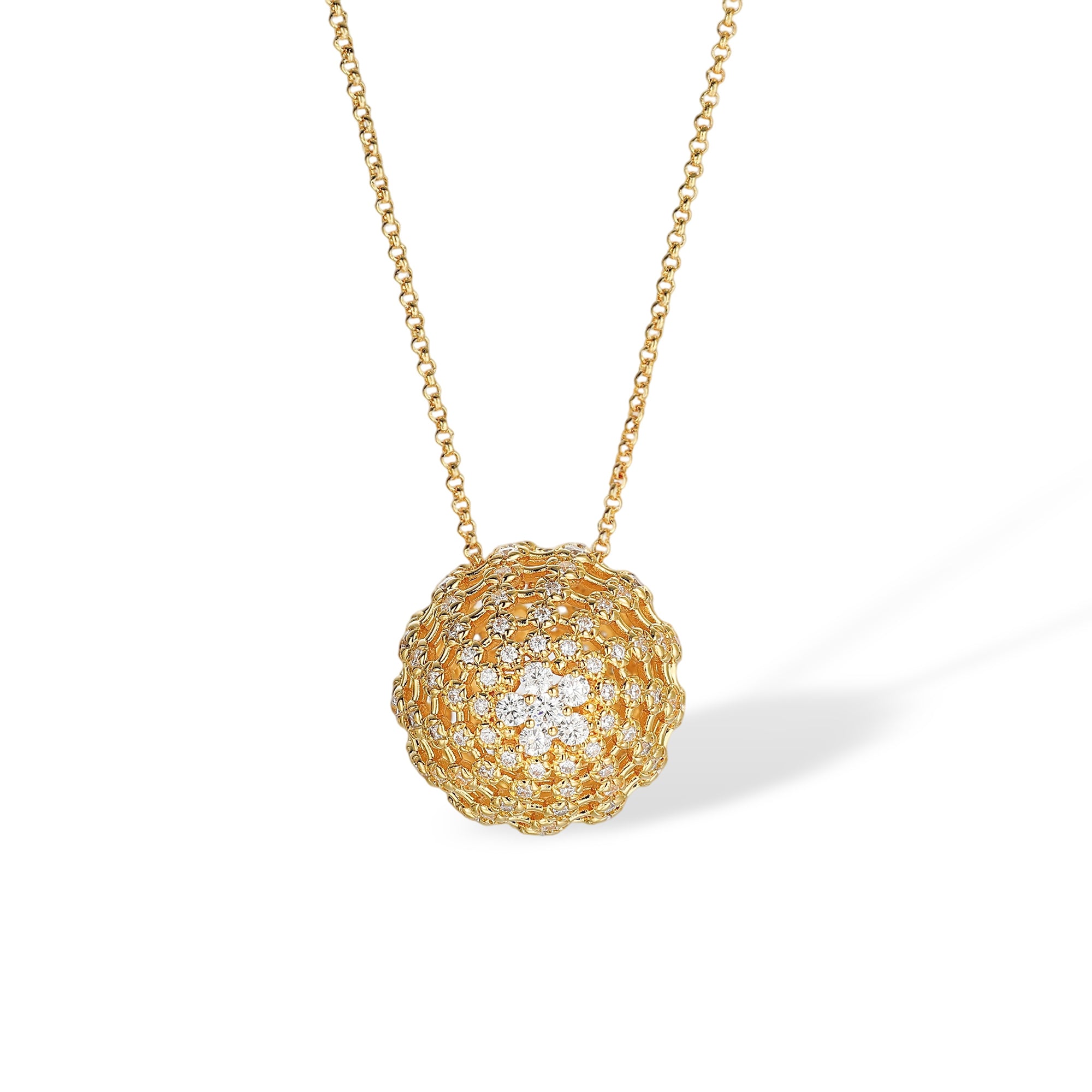 Antonia 14K Gold Floral Honeycomb Spherical Necklace