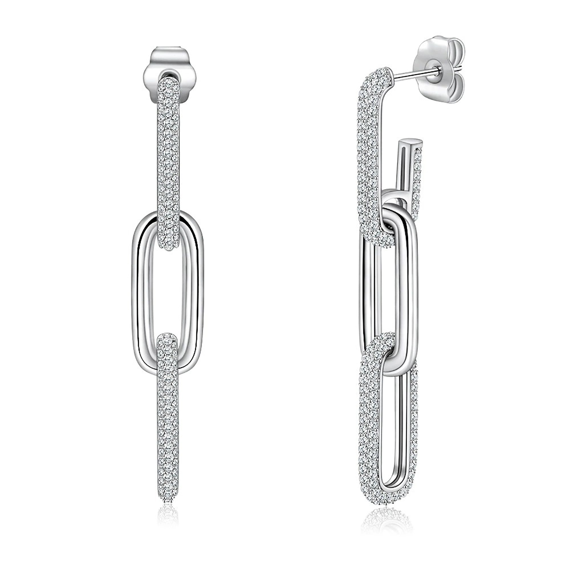 Apolline White Parperclip Link Moissanite Earrings