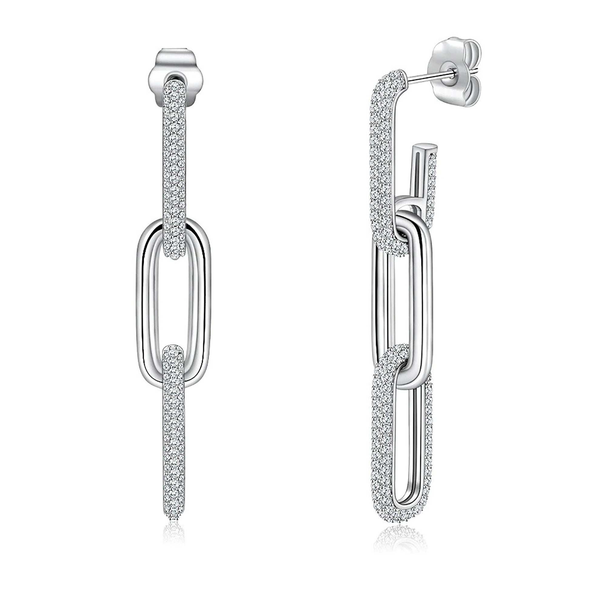 Apolline White Parperclip Link Moissanite Earrings