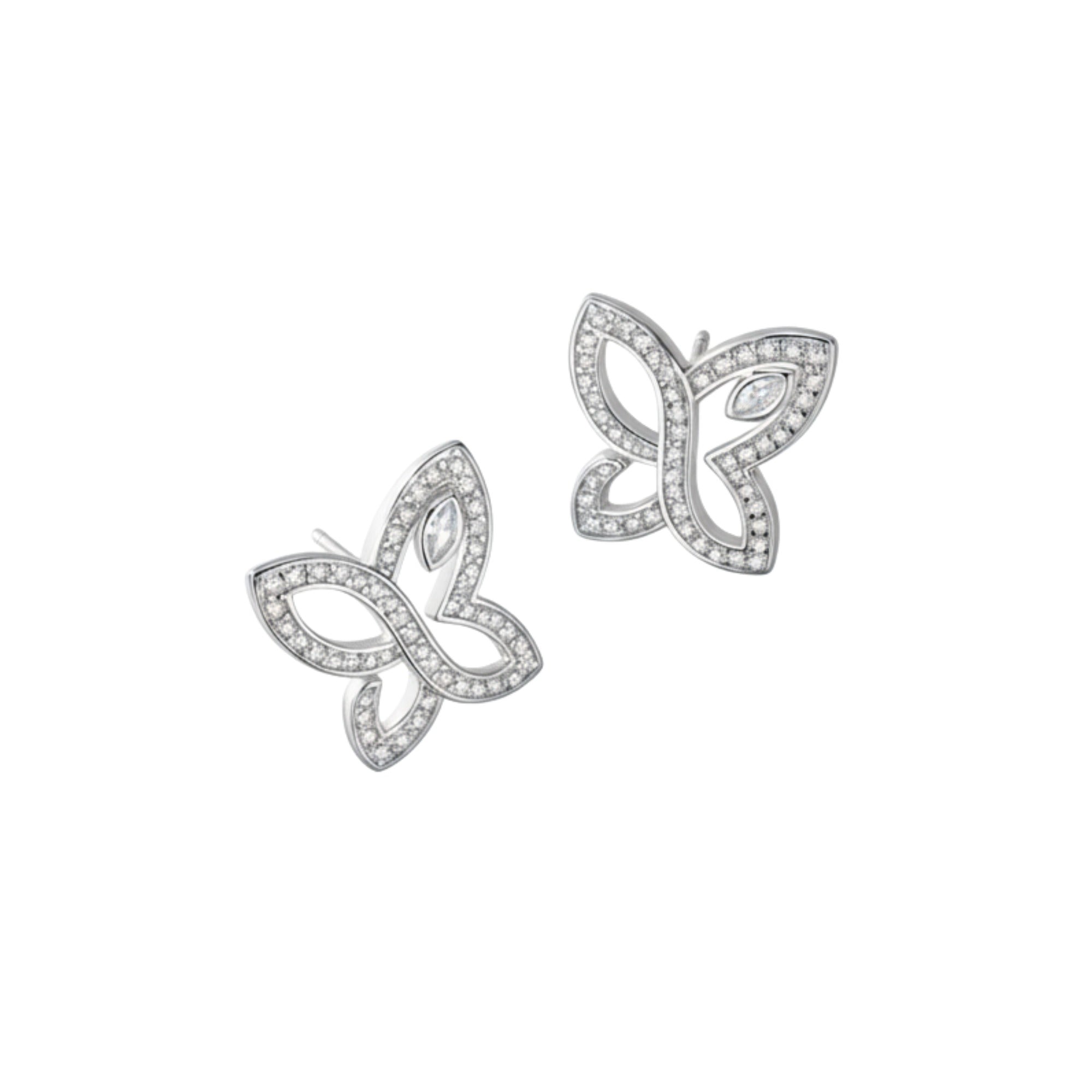 Argenté White Butterfly Stud Earrings