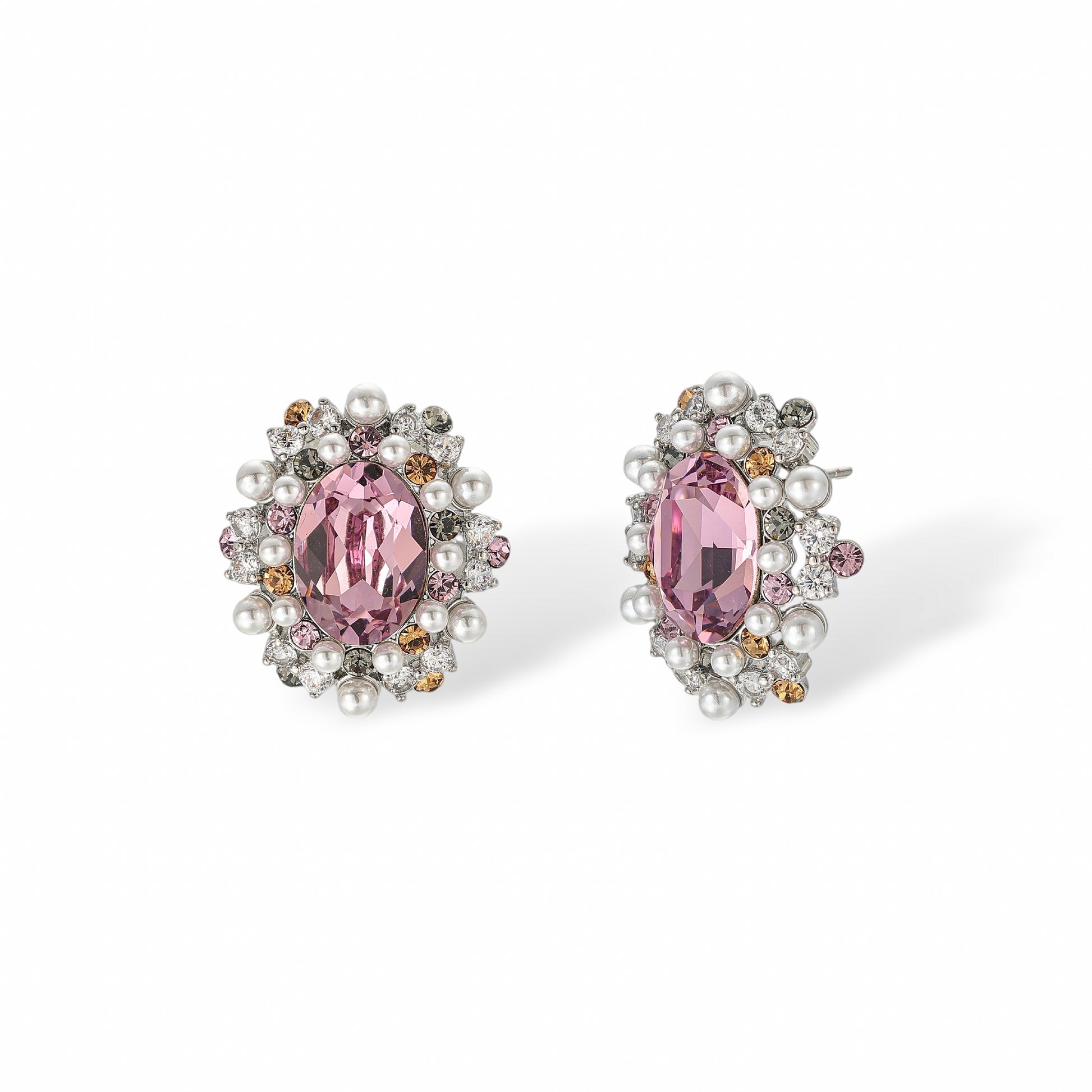 Aubépine Oval Pearl Stud Earrings