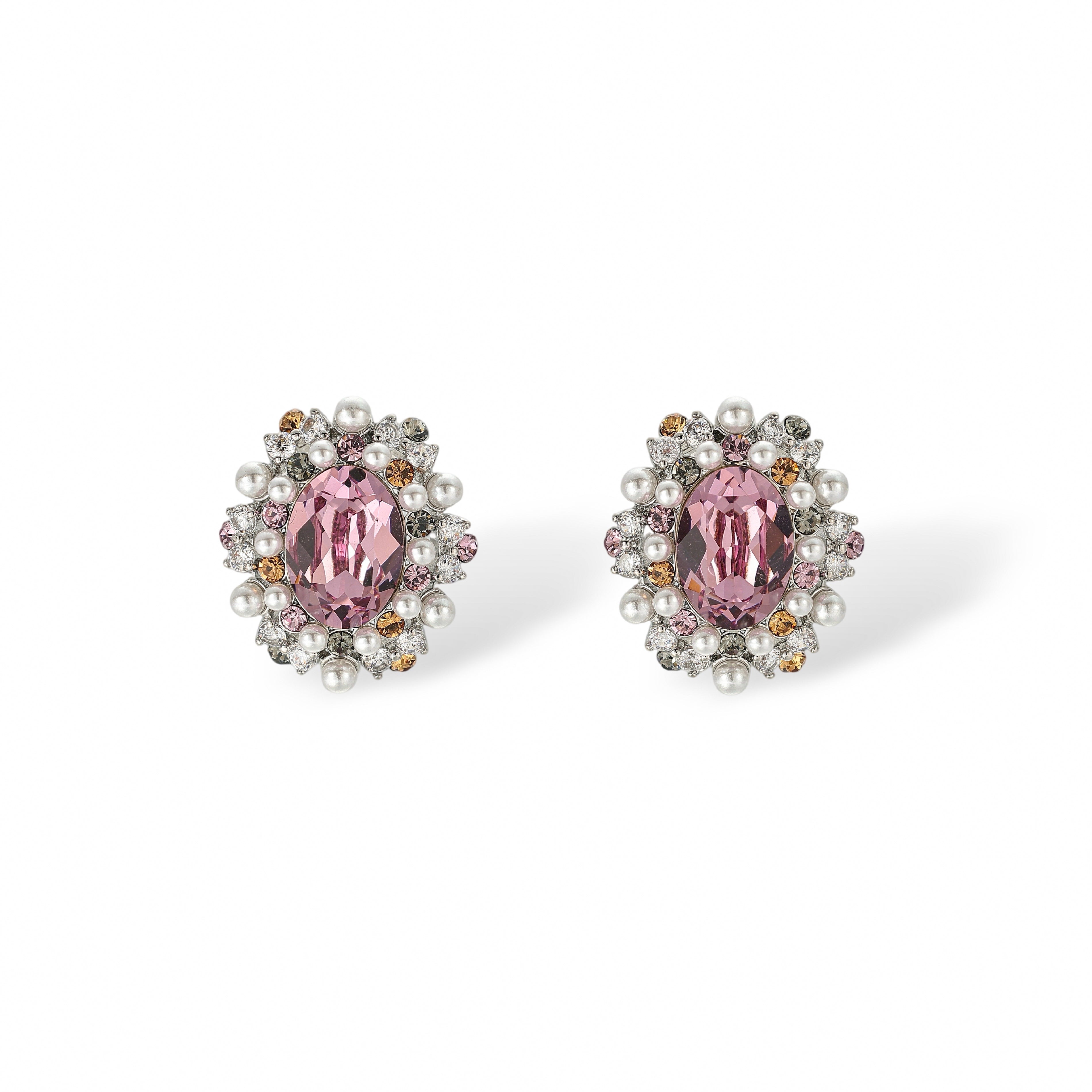 Aubépine Oval Pearl Stud Earrings