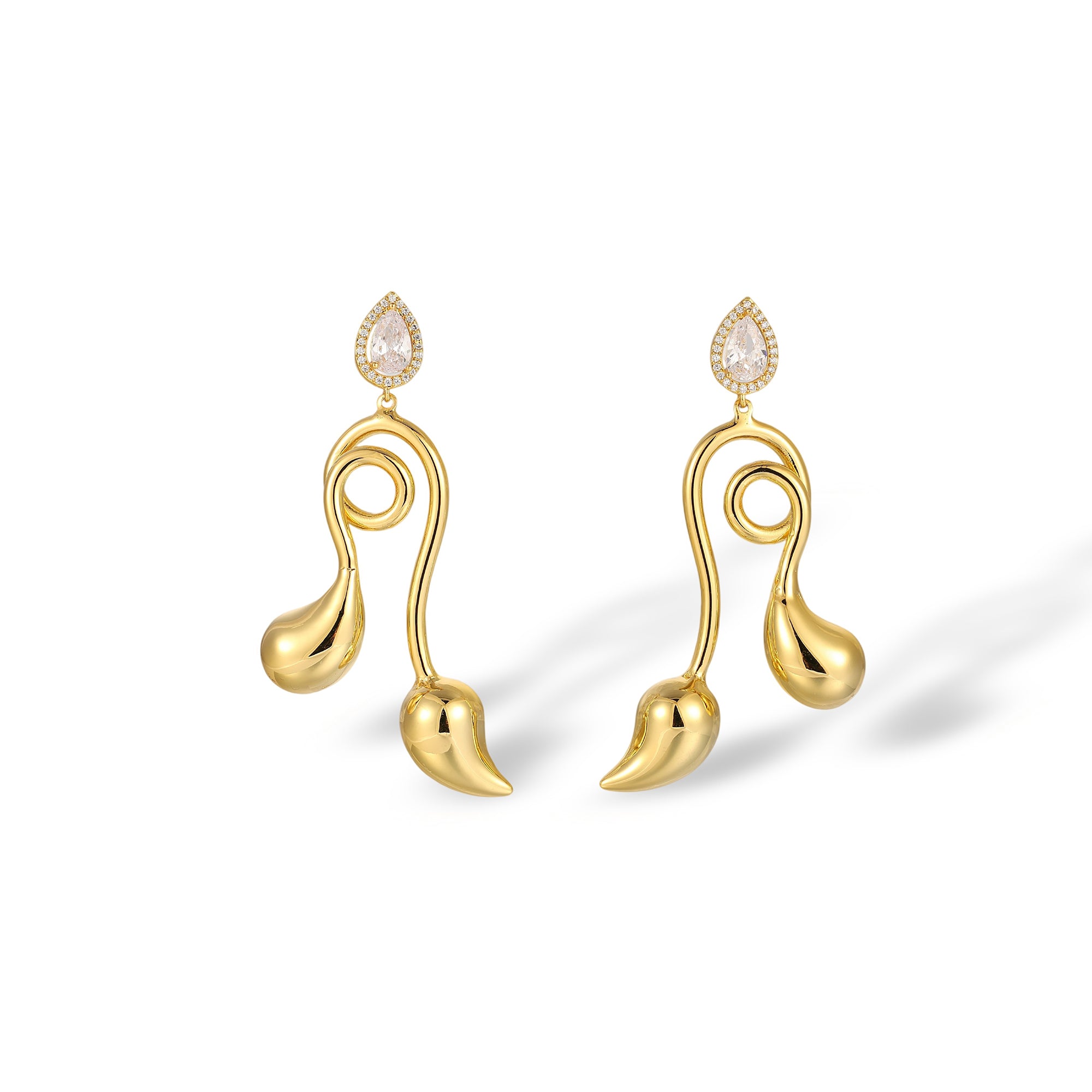 Dagvine 14K Gold Musical Note Drop Earrings