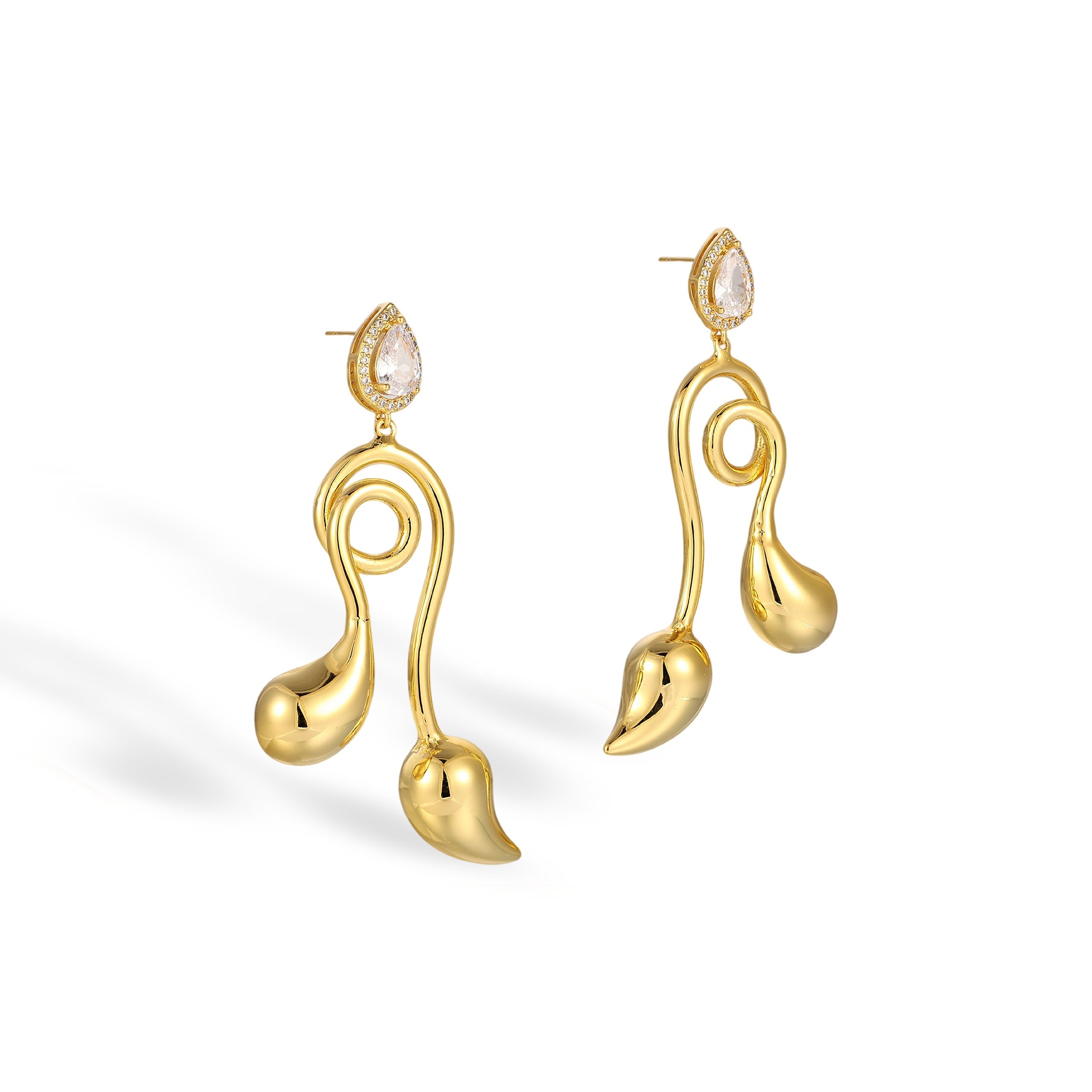 Dagvine 14K Gold Musical Note Drop Earrings