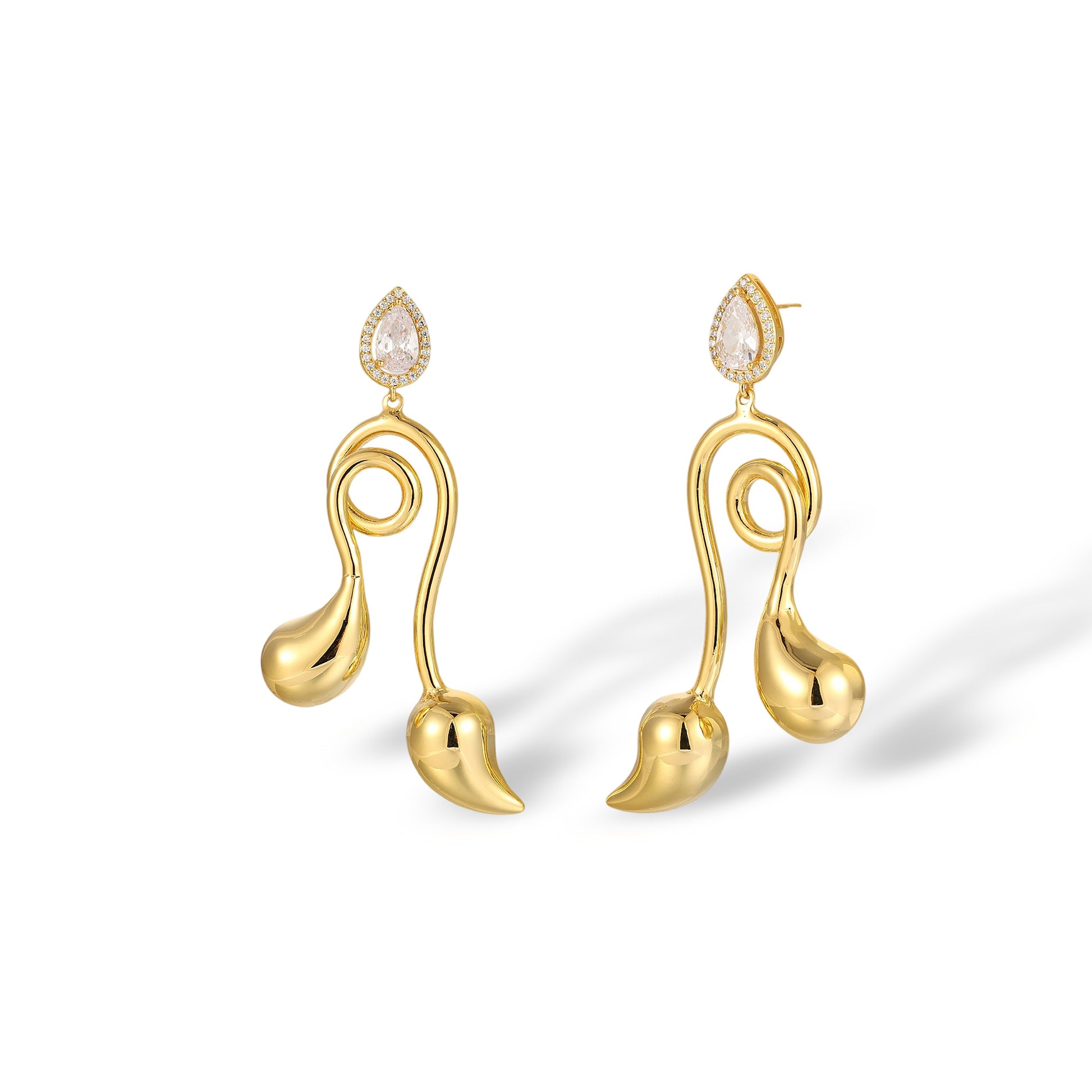 Dagvine 14K Gold Musical Note Drop Earrings