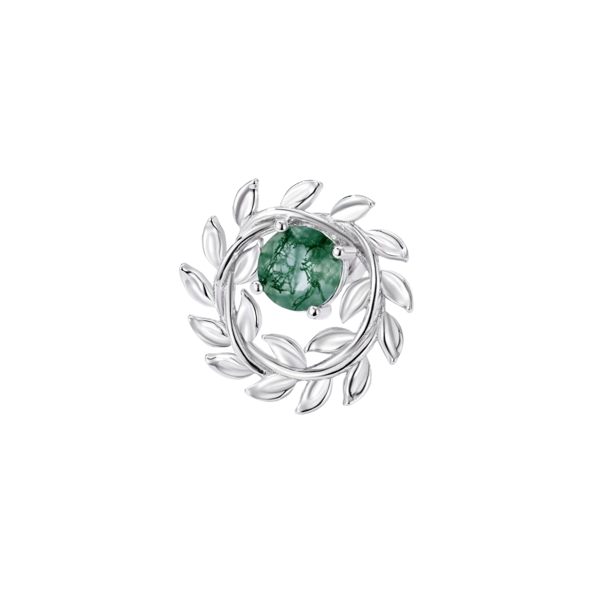 Azura Green Moss Leaf-wreath Stud Earrings