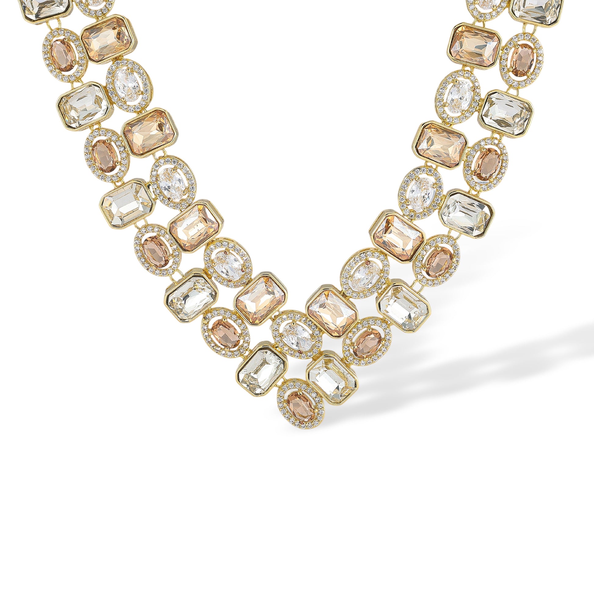 Béatris 14K Gold Rectangular Oval Necklace