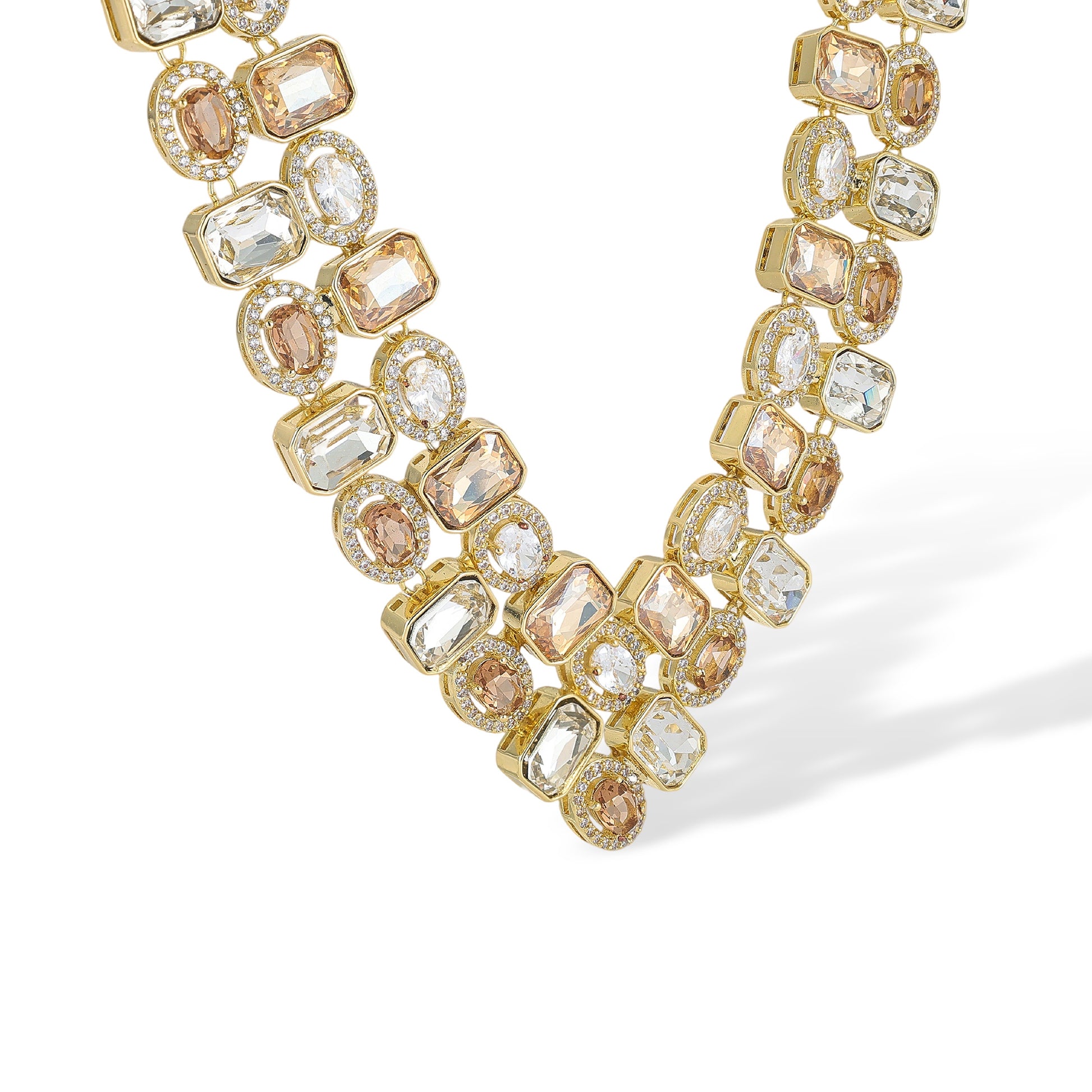 Béatris 14K Gold Rectangular Oval Necklace