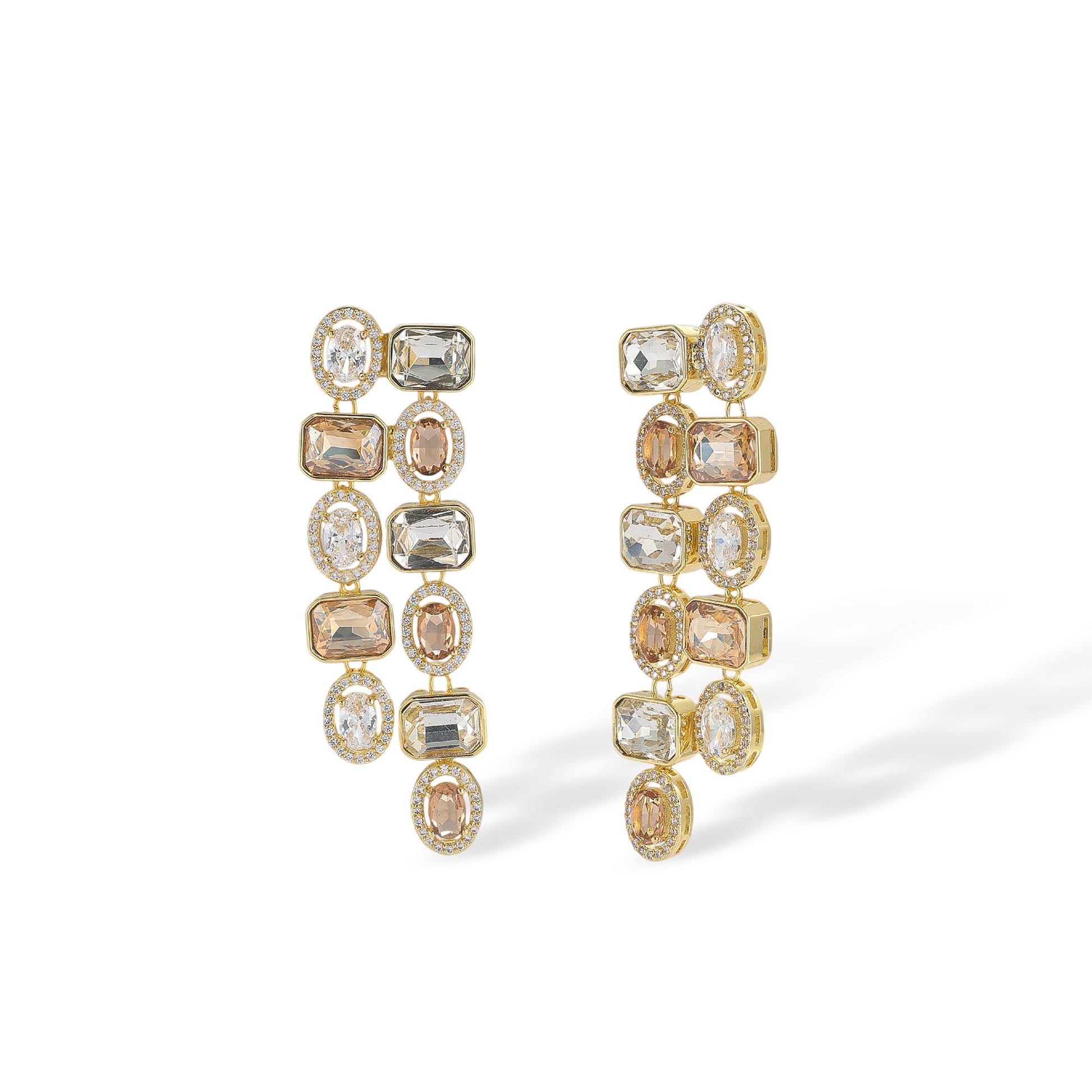 Béatris 14K Gold Rectangular Oval Drop Earrings