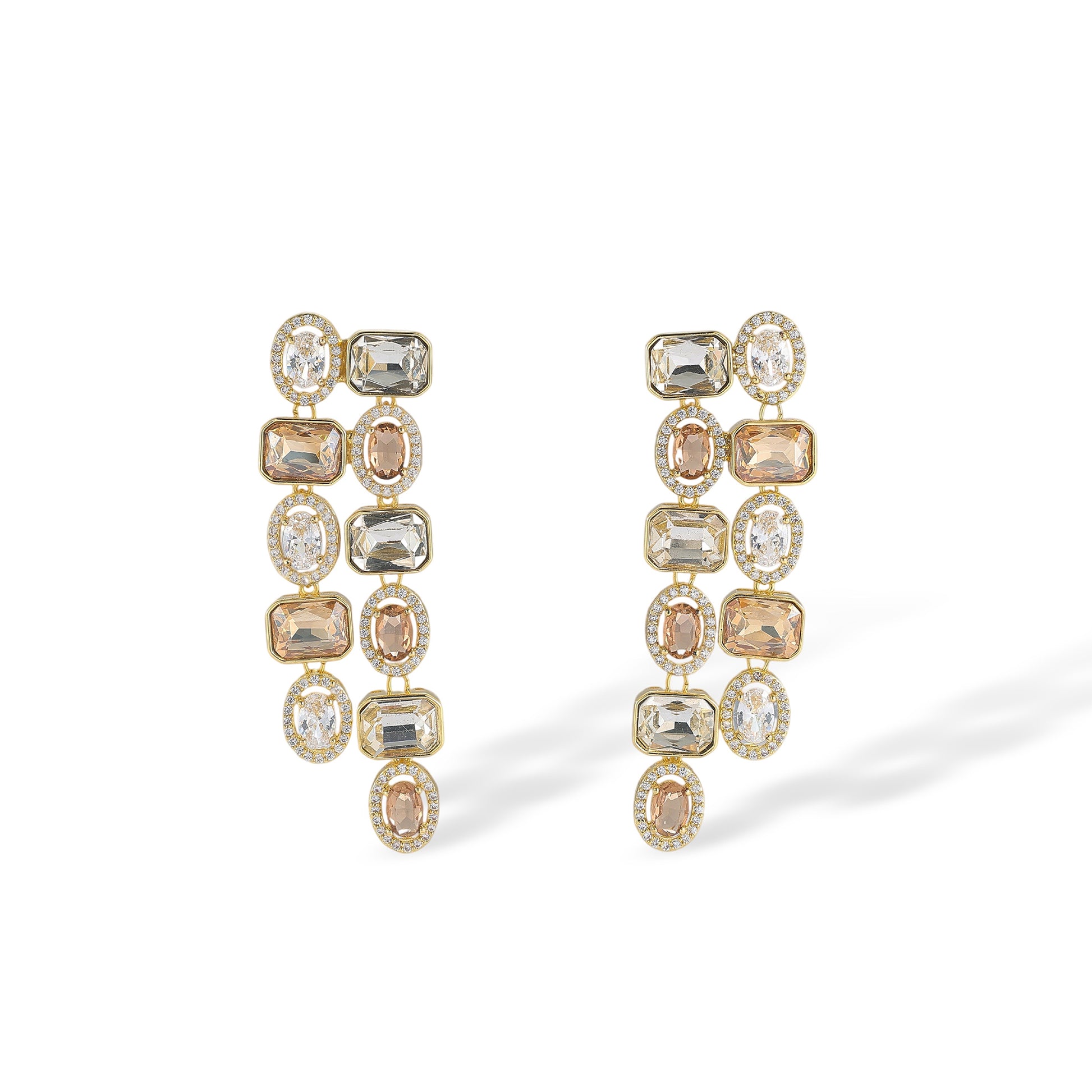 Béatris 14K Gold Rectangular Oval Drop Earrings