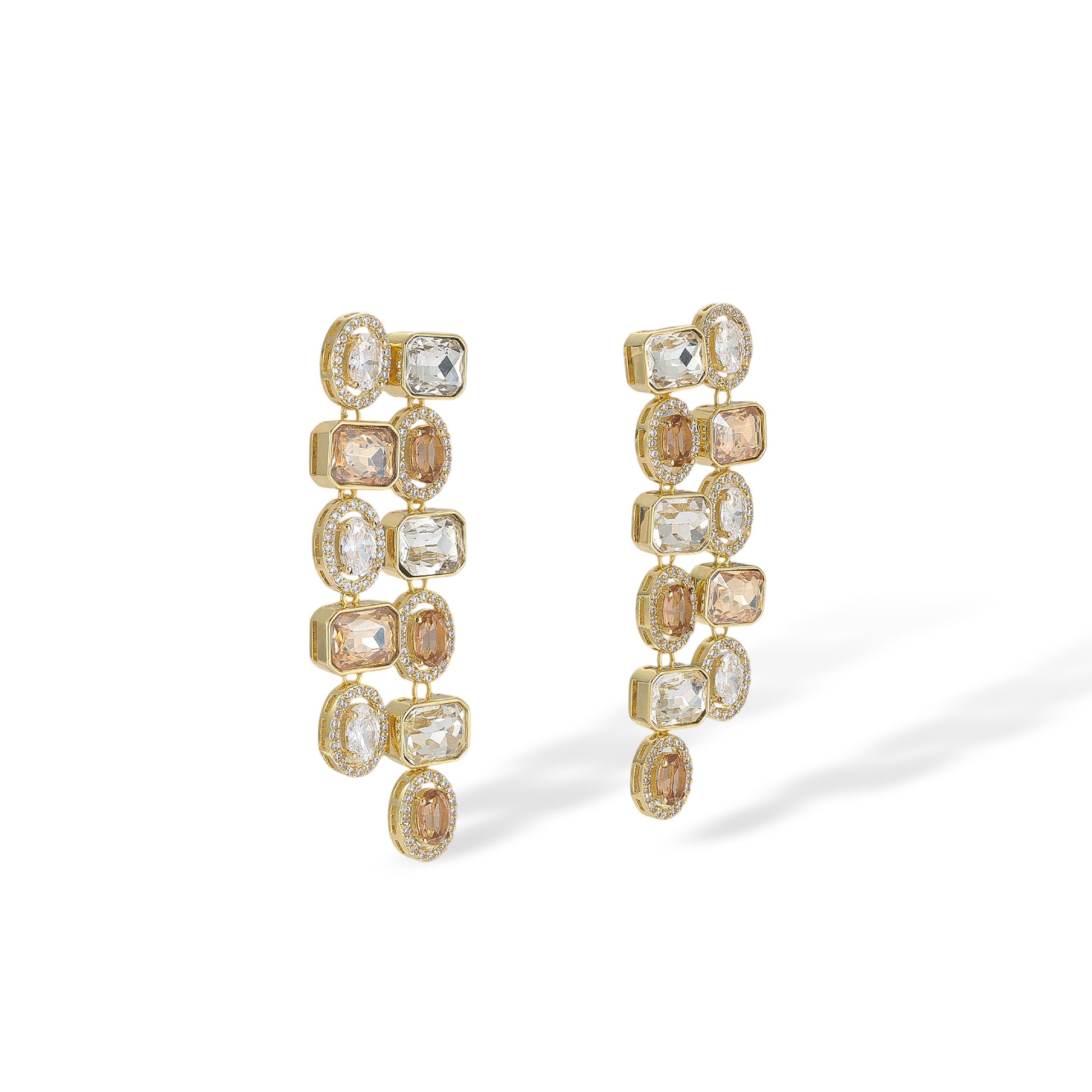 Béatris 14K Gold Rectangular Oval Drop Earrings