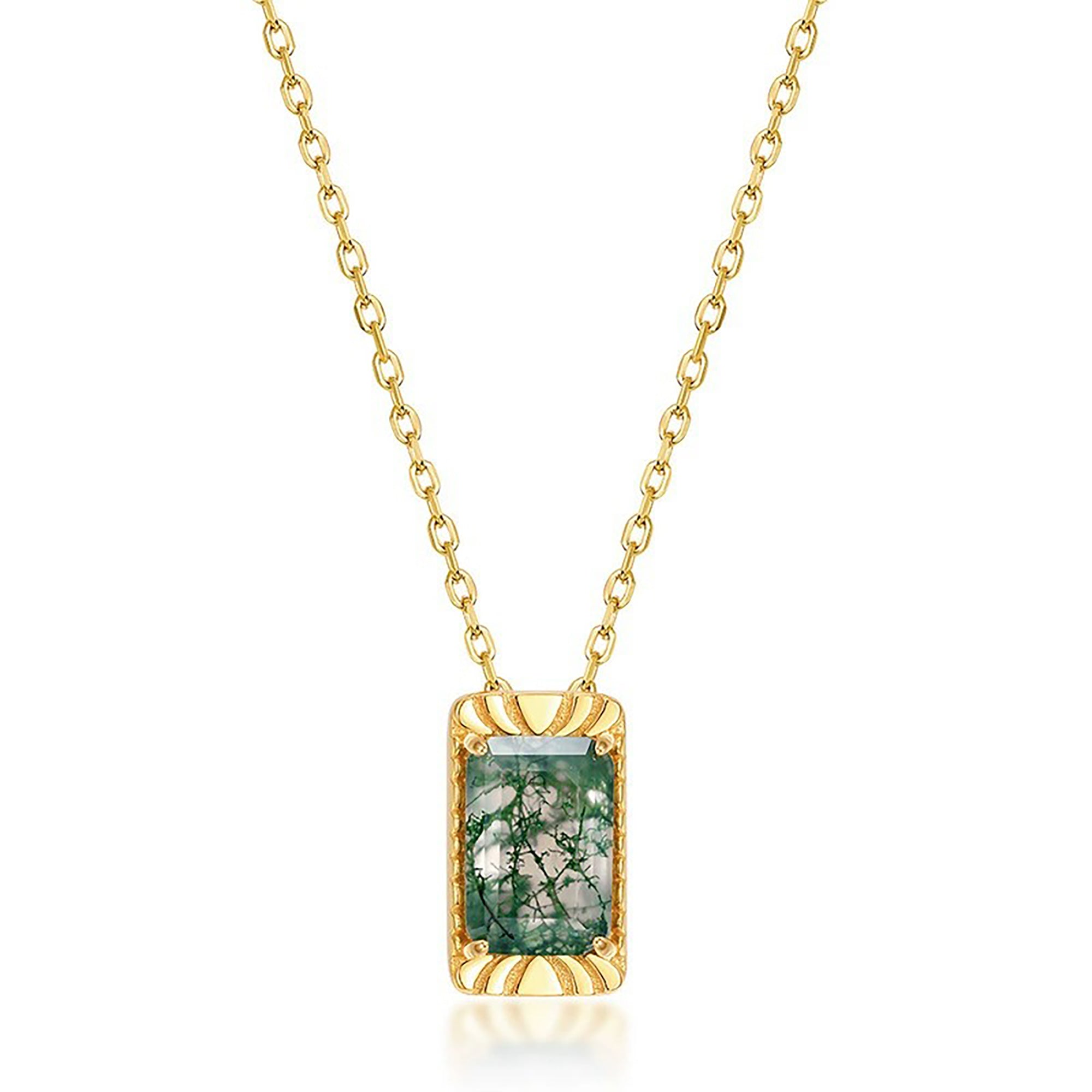 Belina 14K Green Moss Rectangular Necklace