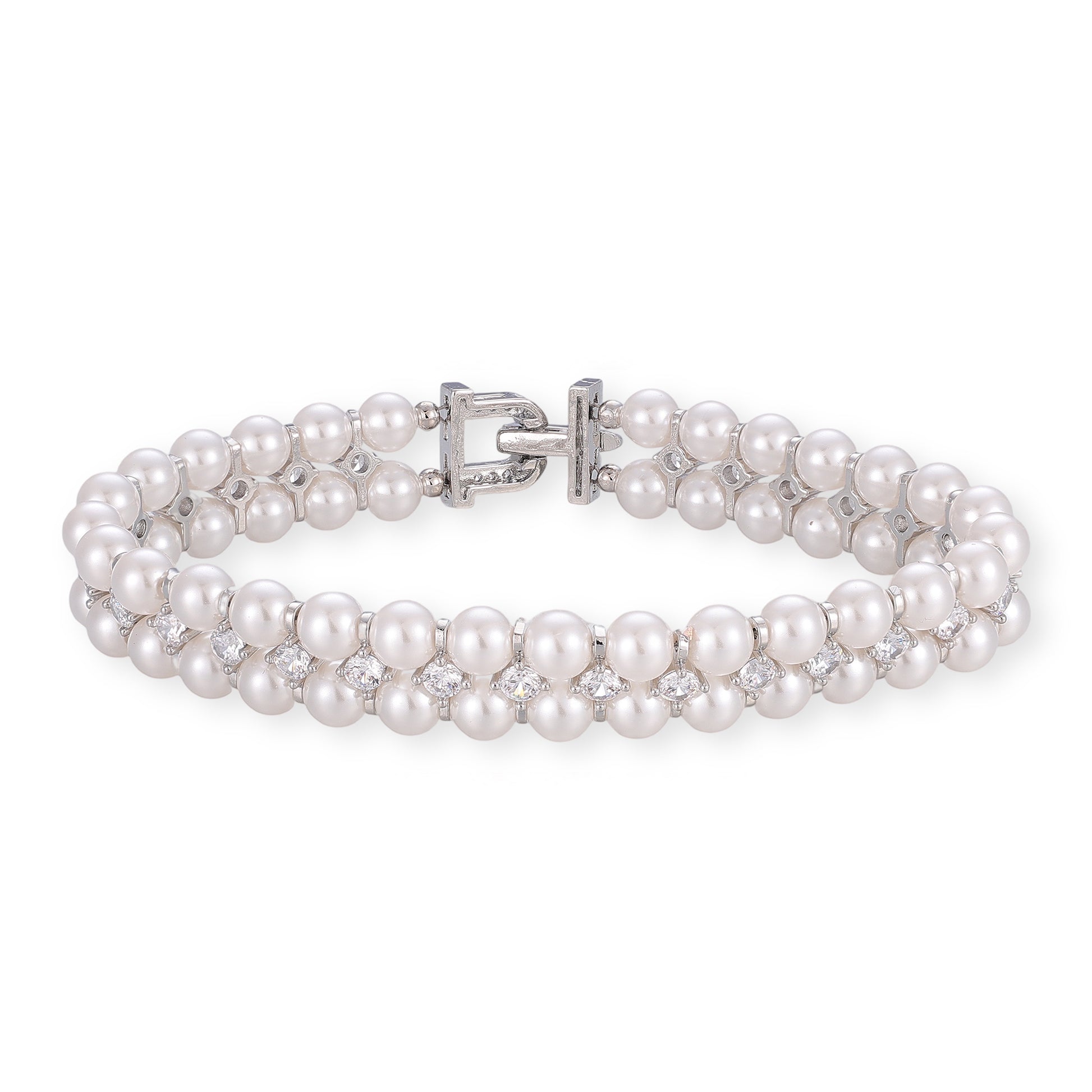 Beralind Silver Three Layer Pearl Bracelet