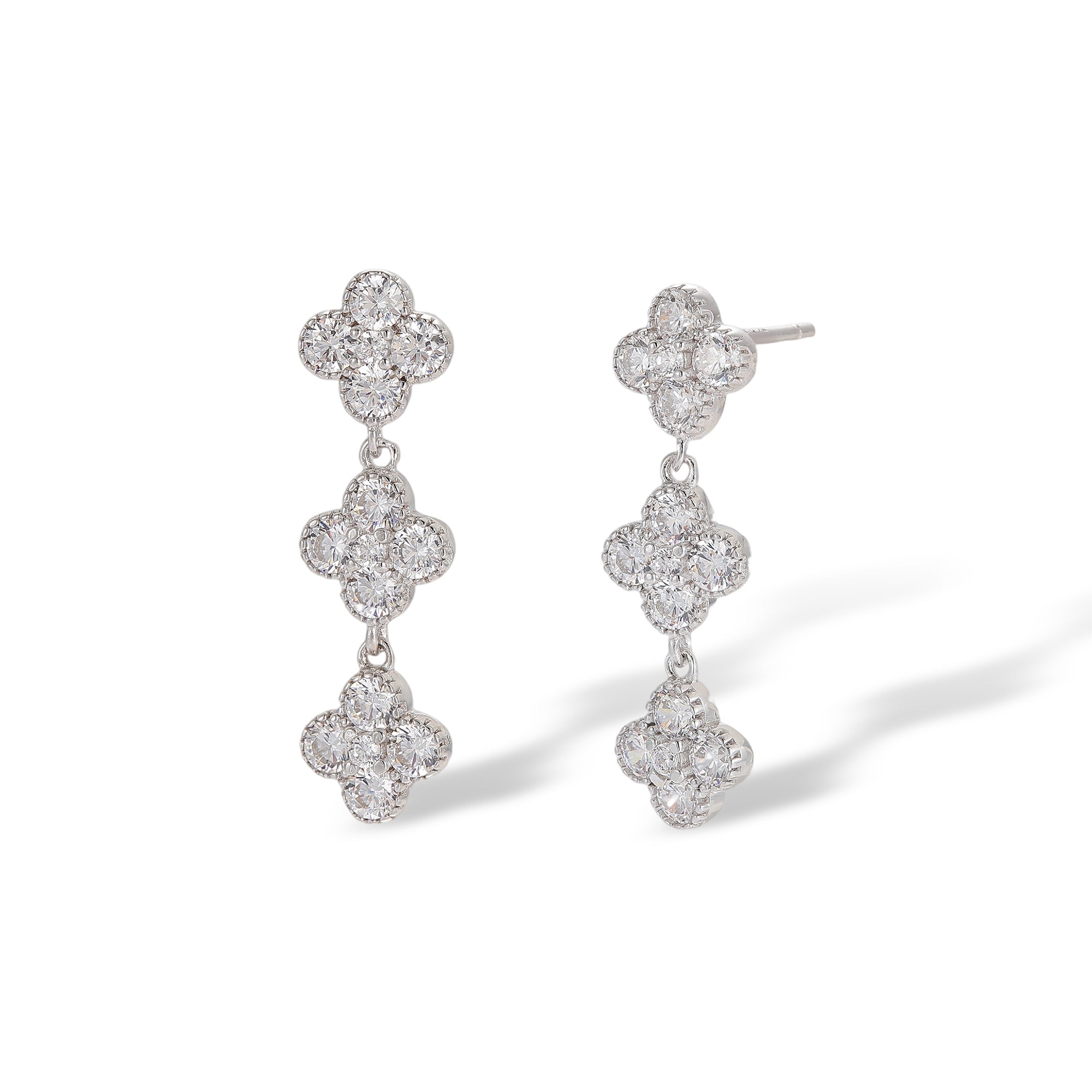 Bérinthe White Trèfle Drop Earrings
