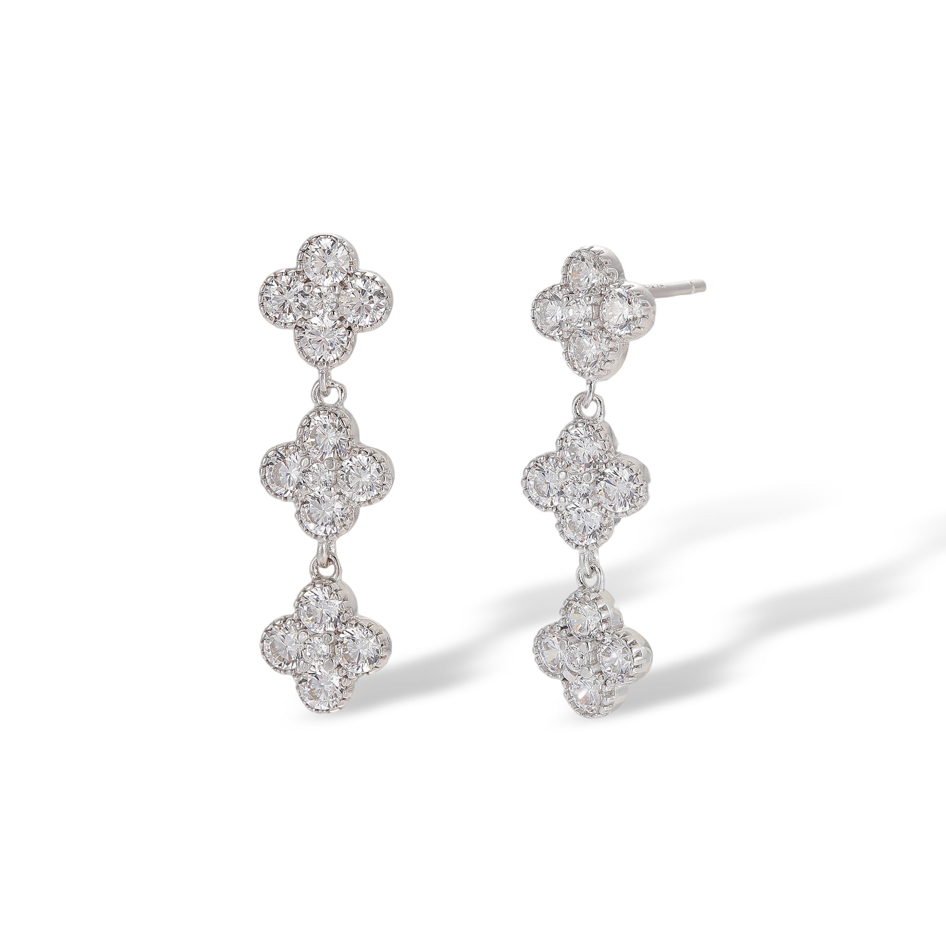 Bérinthe White Trèfle Drop Earrings