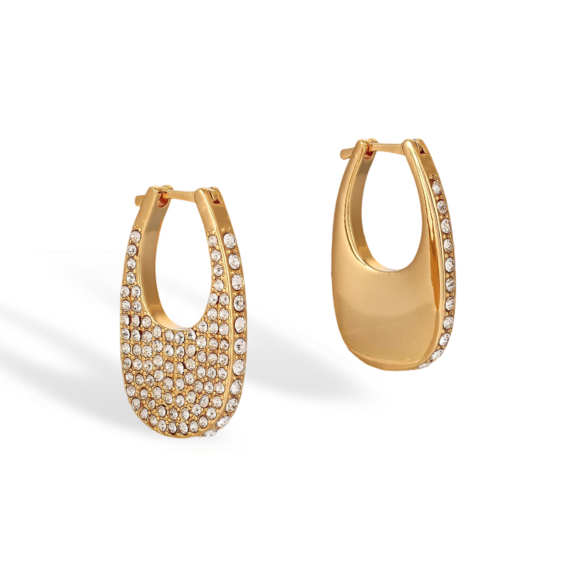 Berrada 14K Gold Pavé U Shape Earrings