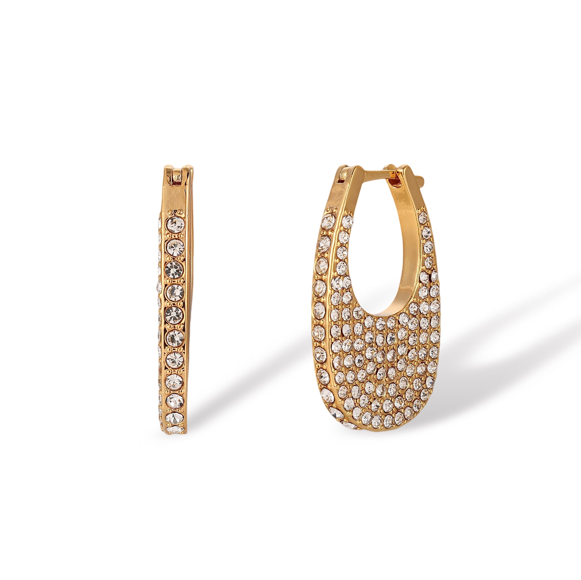 Berrada 14K Gold Pavé U Shape Earrings