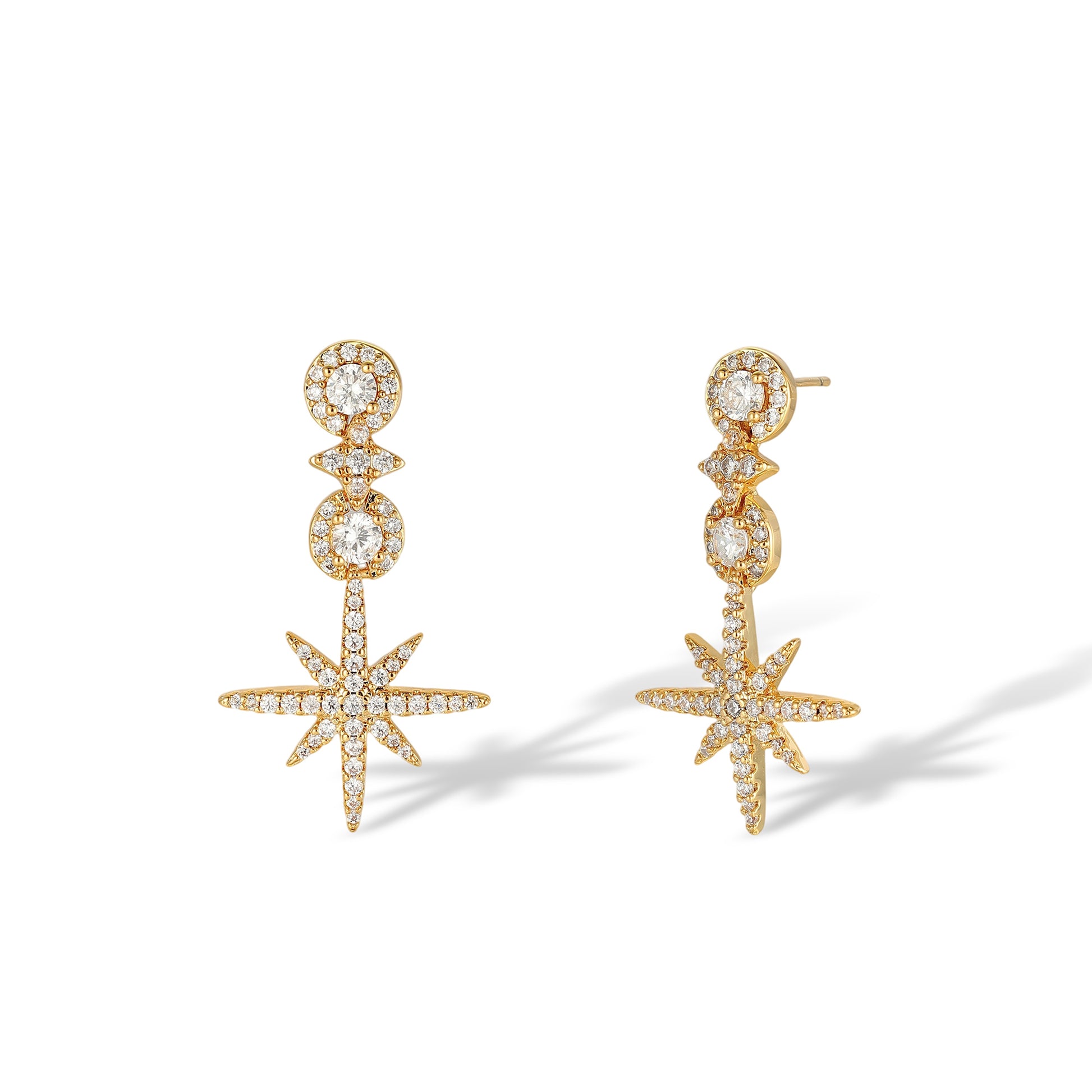 Berswind 14K Gold Starburst Drop Earrings