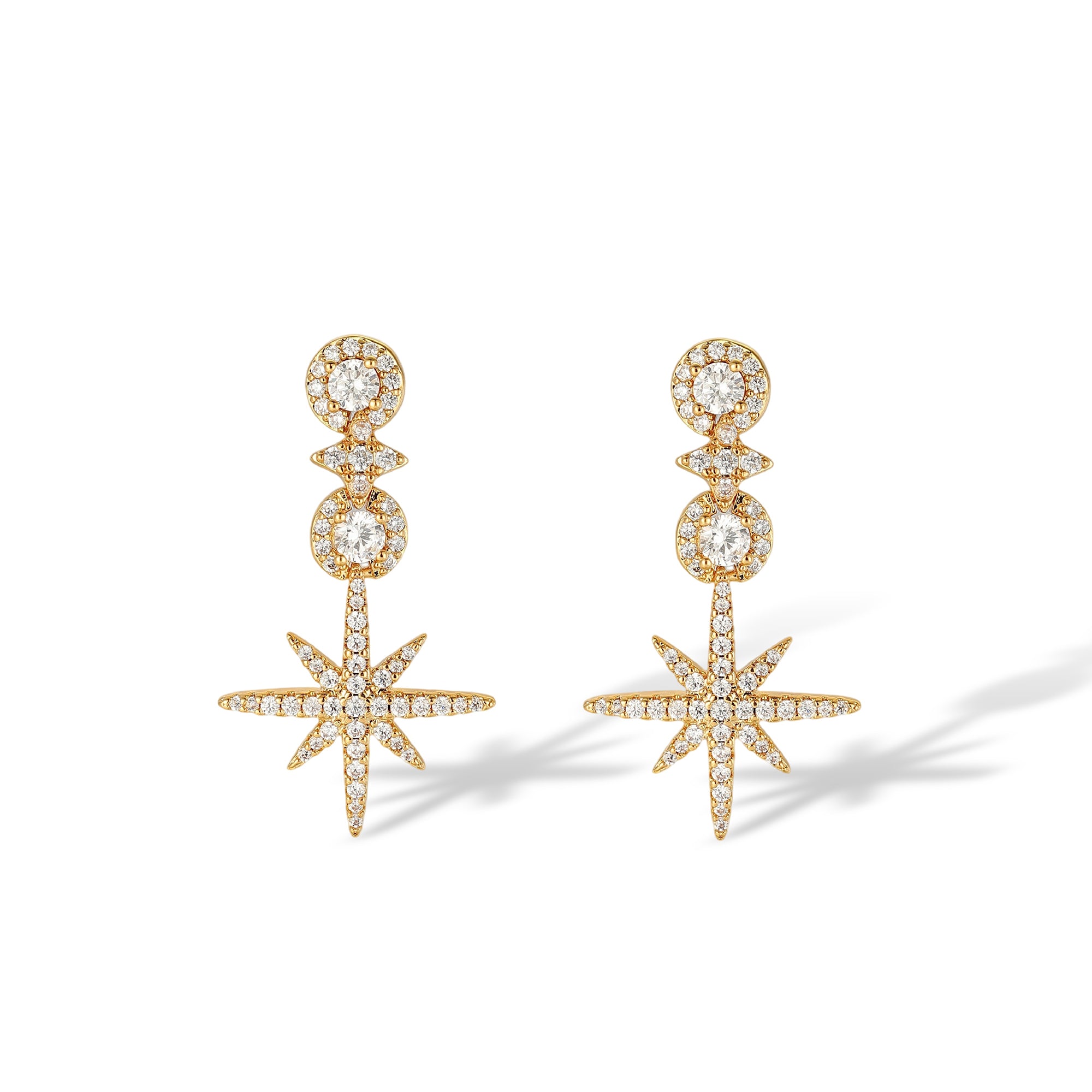 Berswind 14K Gold Starburst Drop Earrings