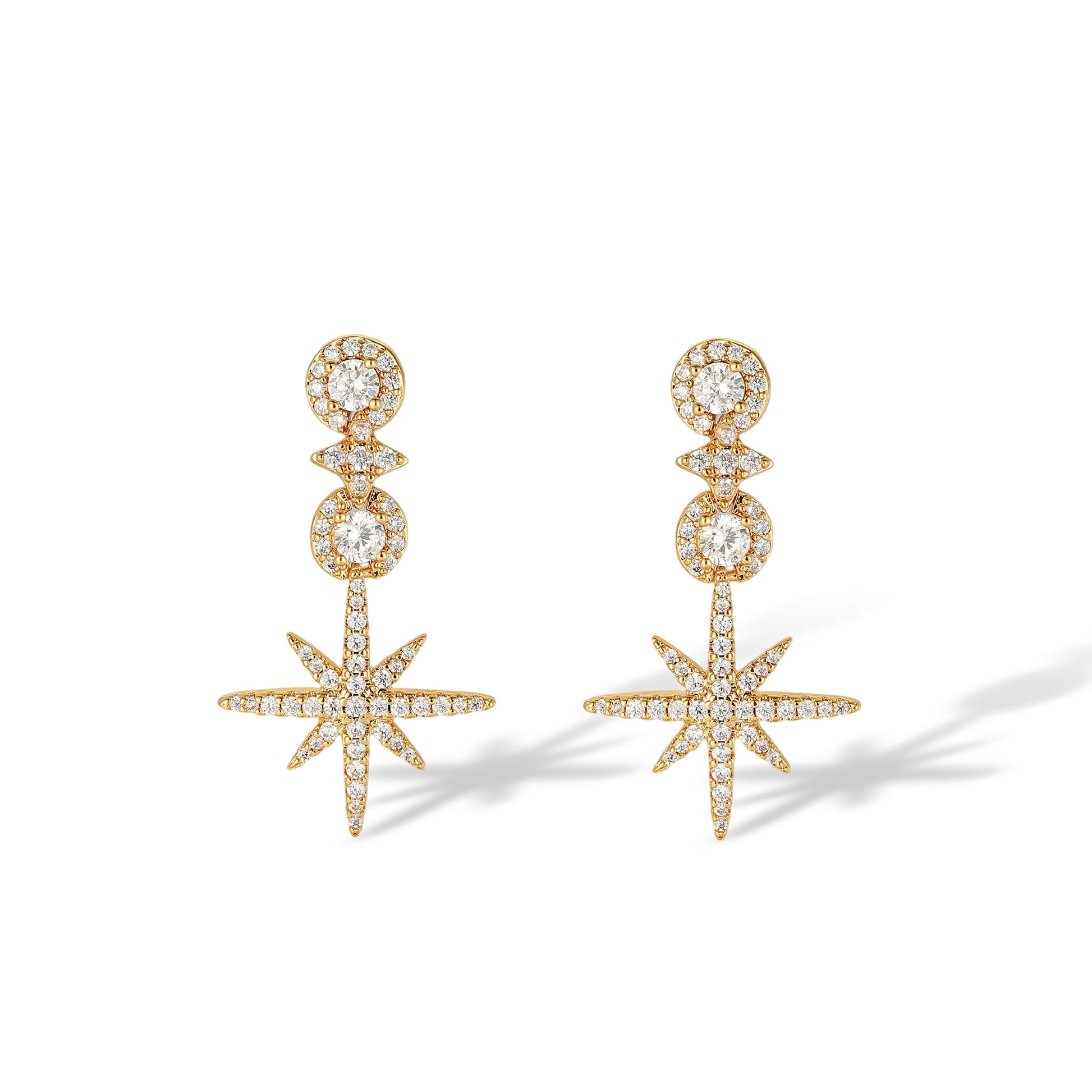 Berswind 14K Gold Starburst Drop Earrings