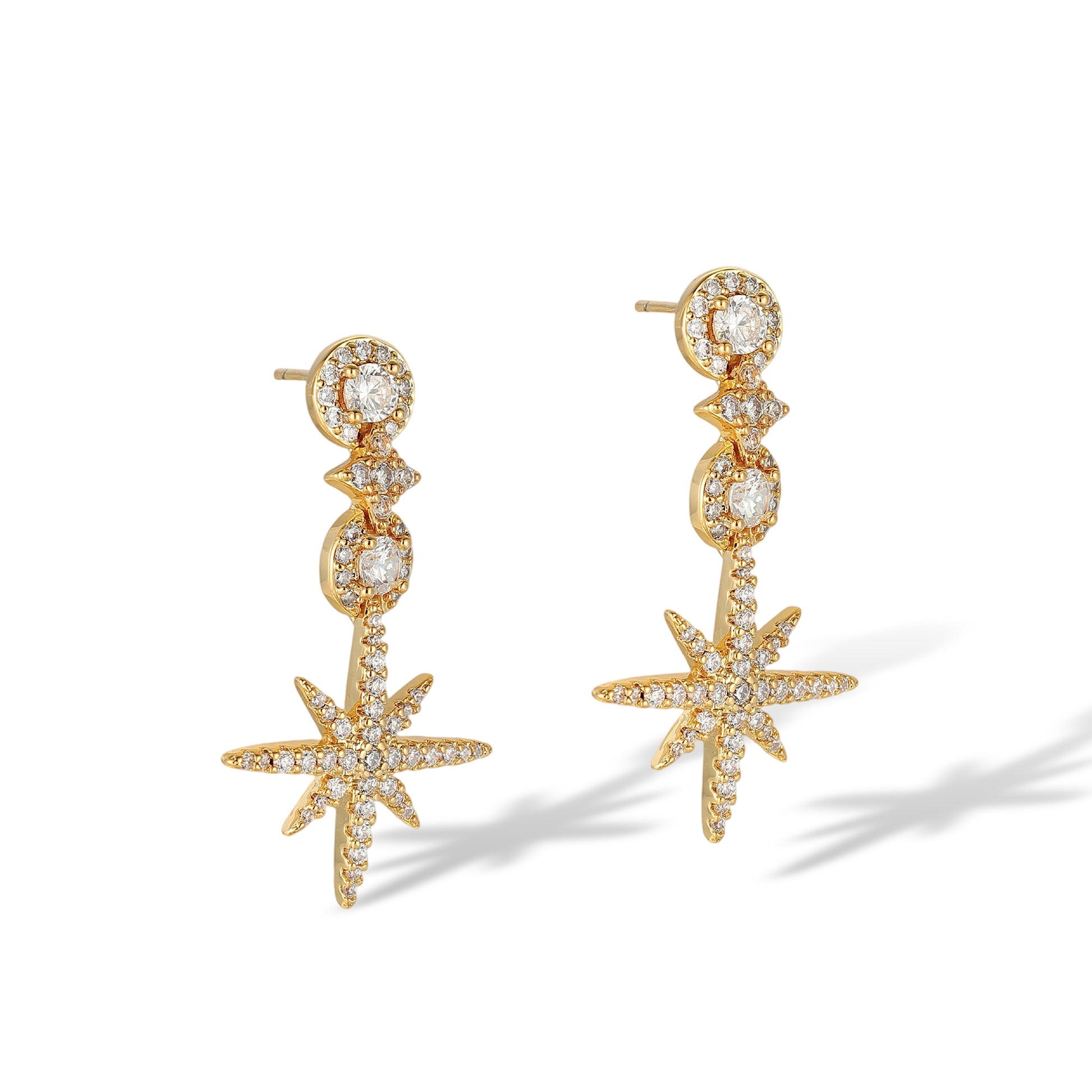 Berswind 14K Gold Starburst Drop Earrings