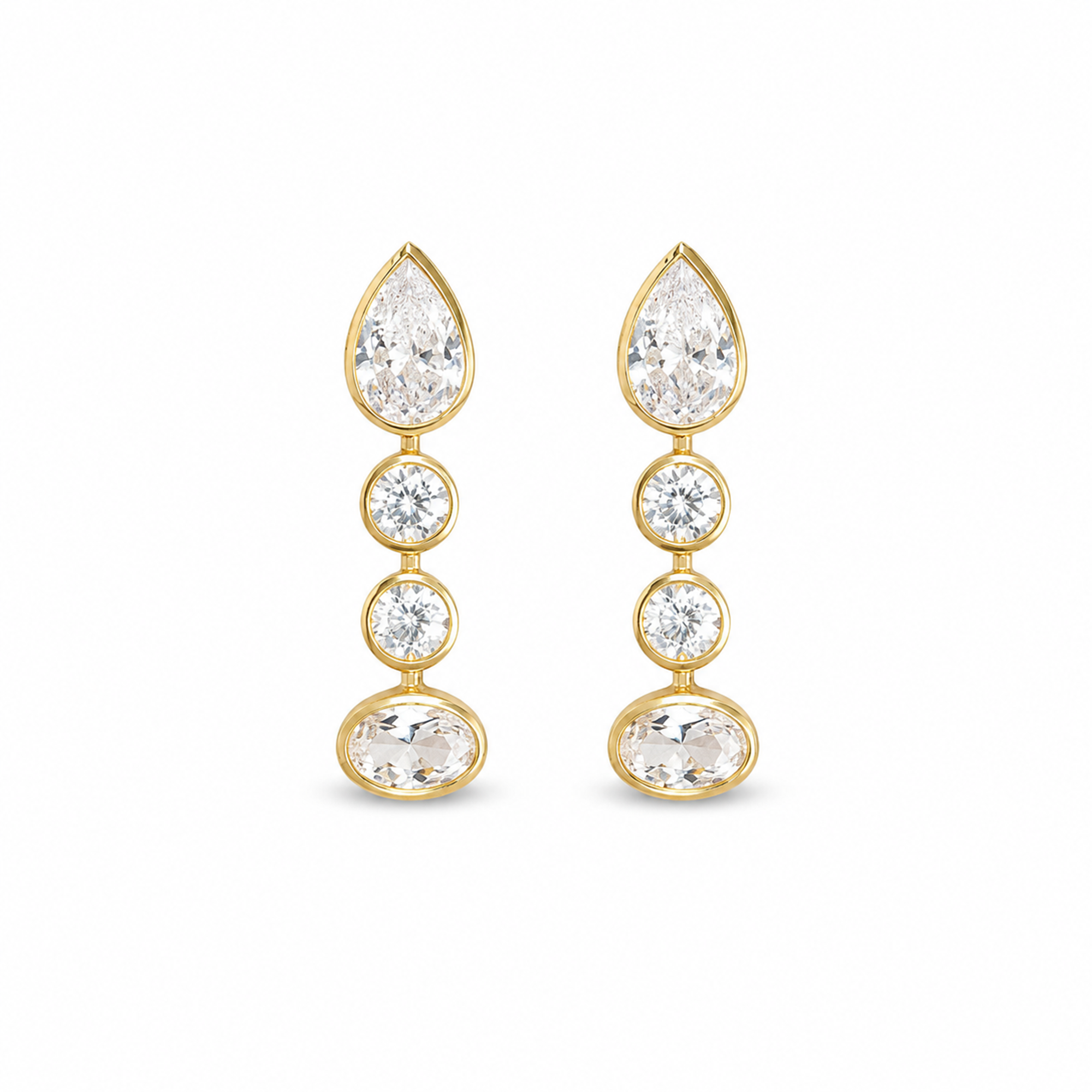 Bertrada 18K Gold Mixed Shape Drop Earrings