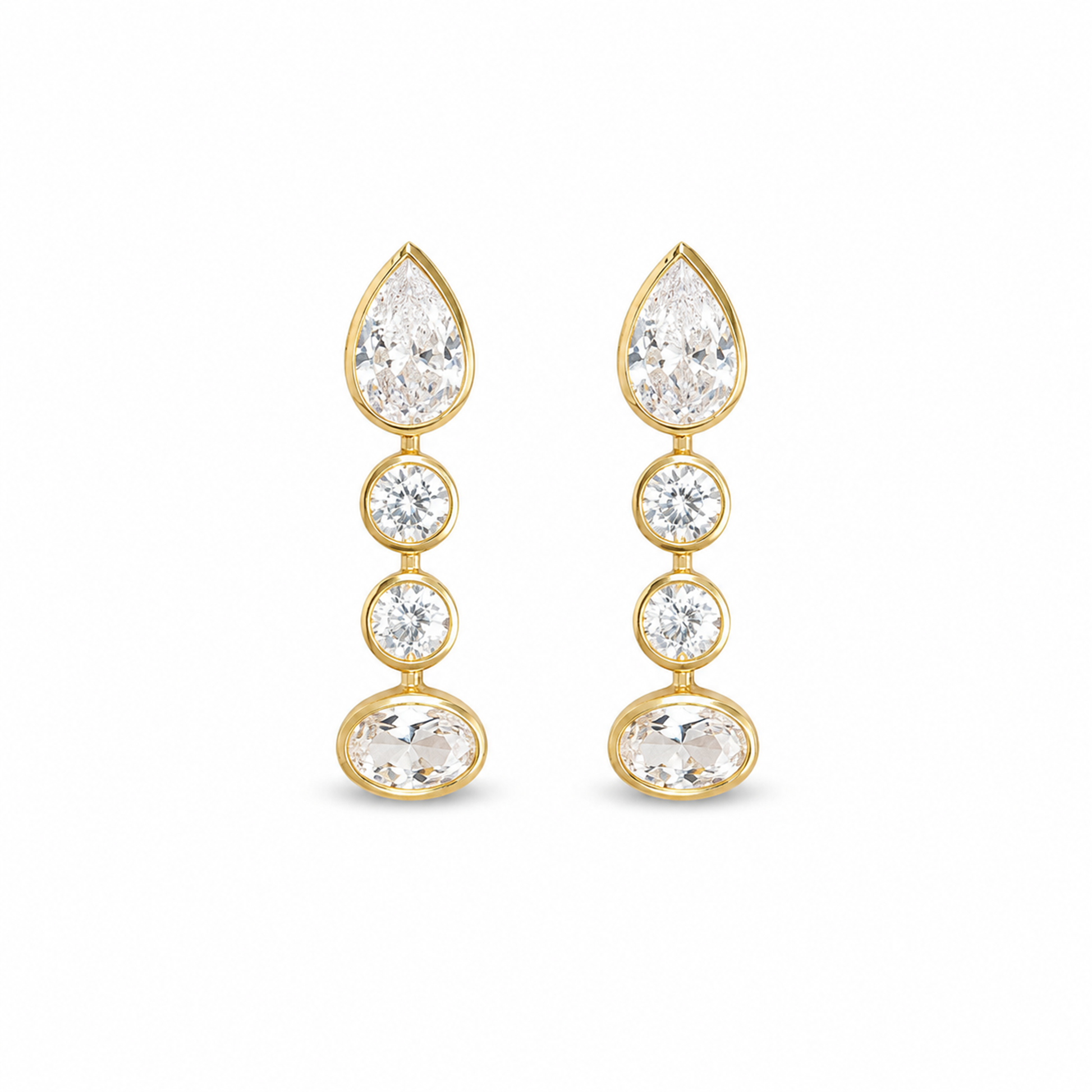 Bertrada 18K Gold Mixed Shape Drop Earrings