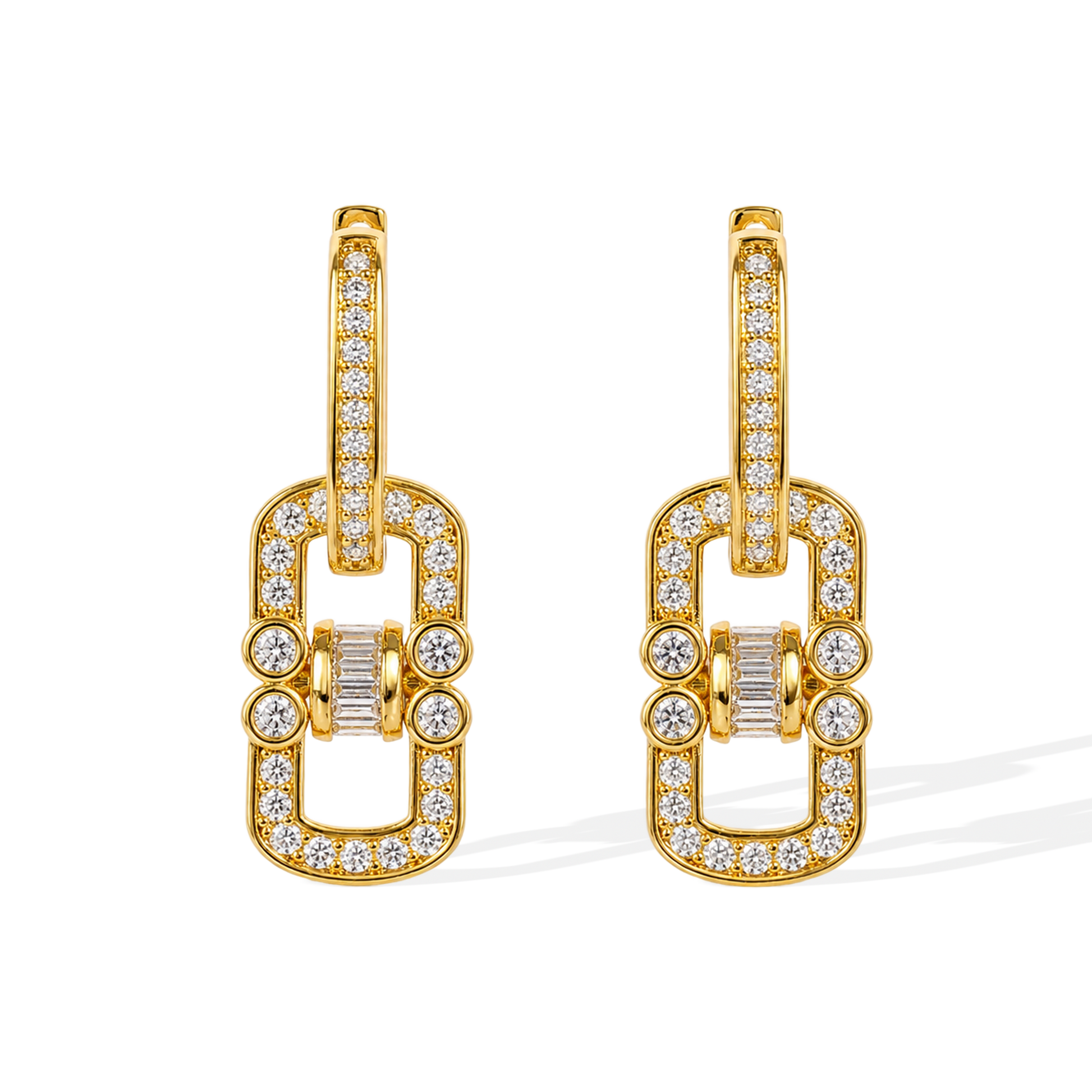 Berwina 14K Gold Double-Link Drop Earrings