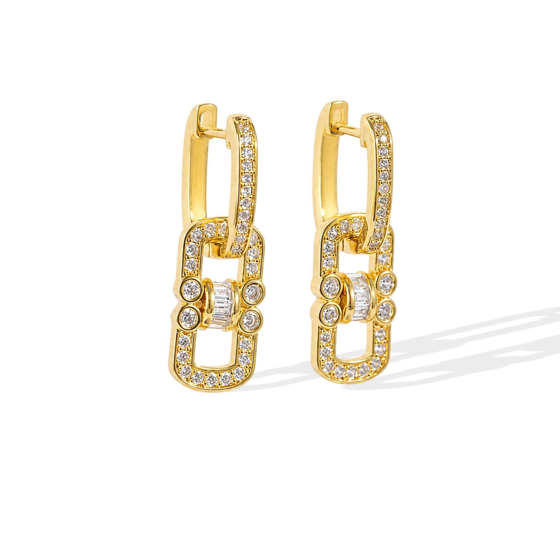Berwina 14K Gold Double-Link Drop Earrings