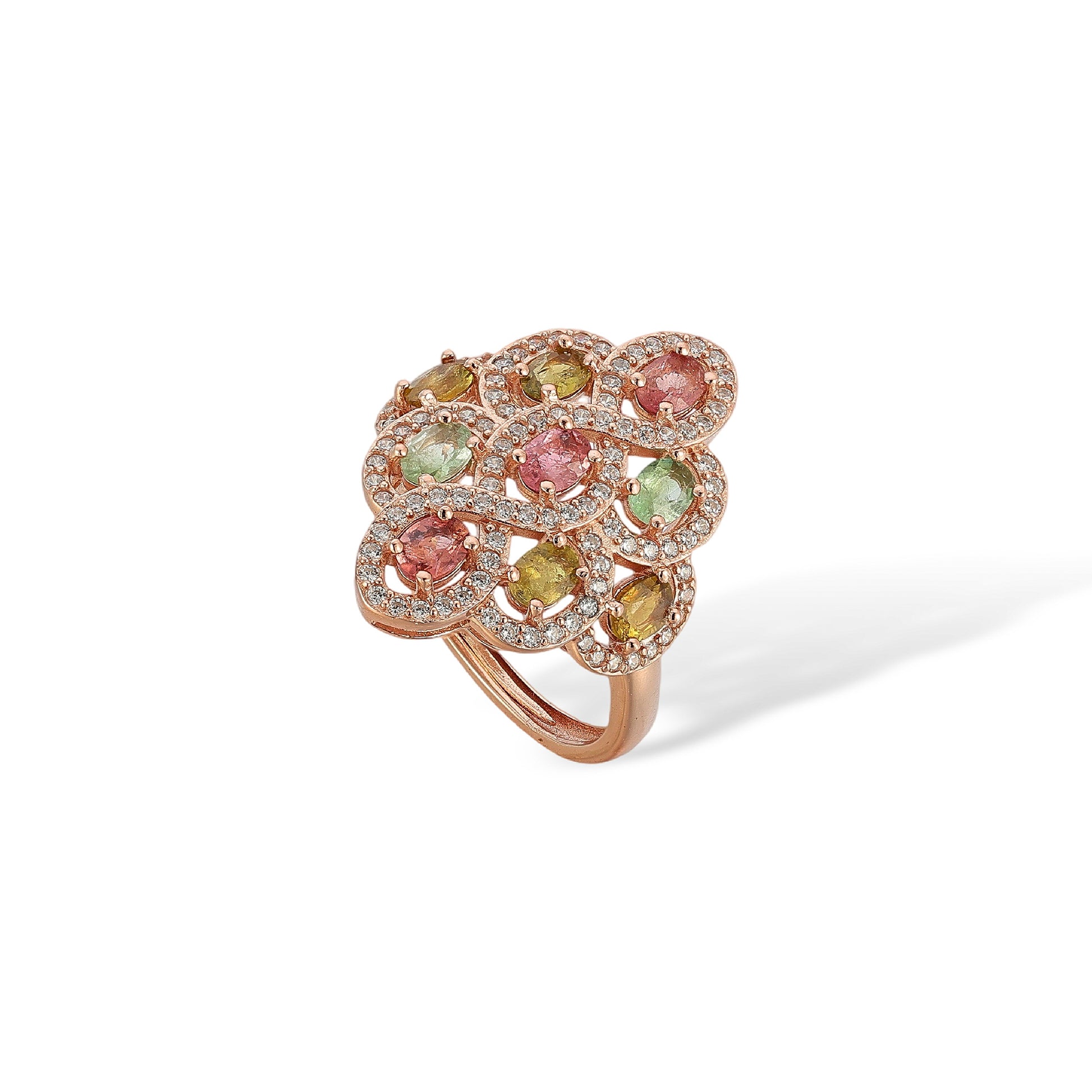 Bianca Multicolor Tourmaline Lattice Open Ring