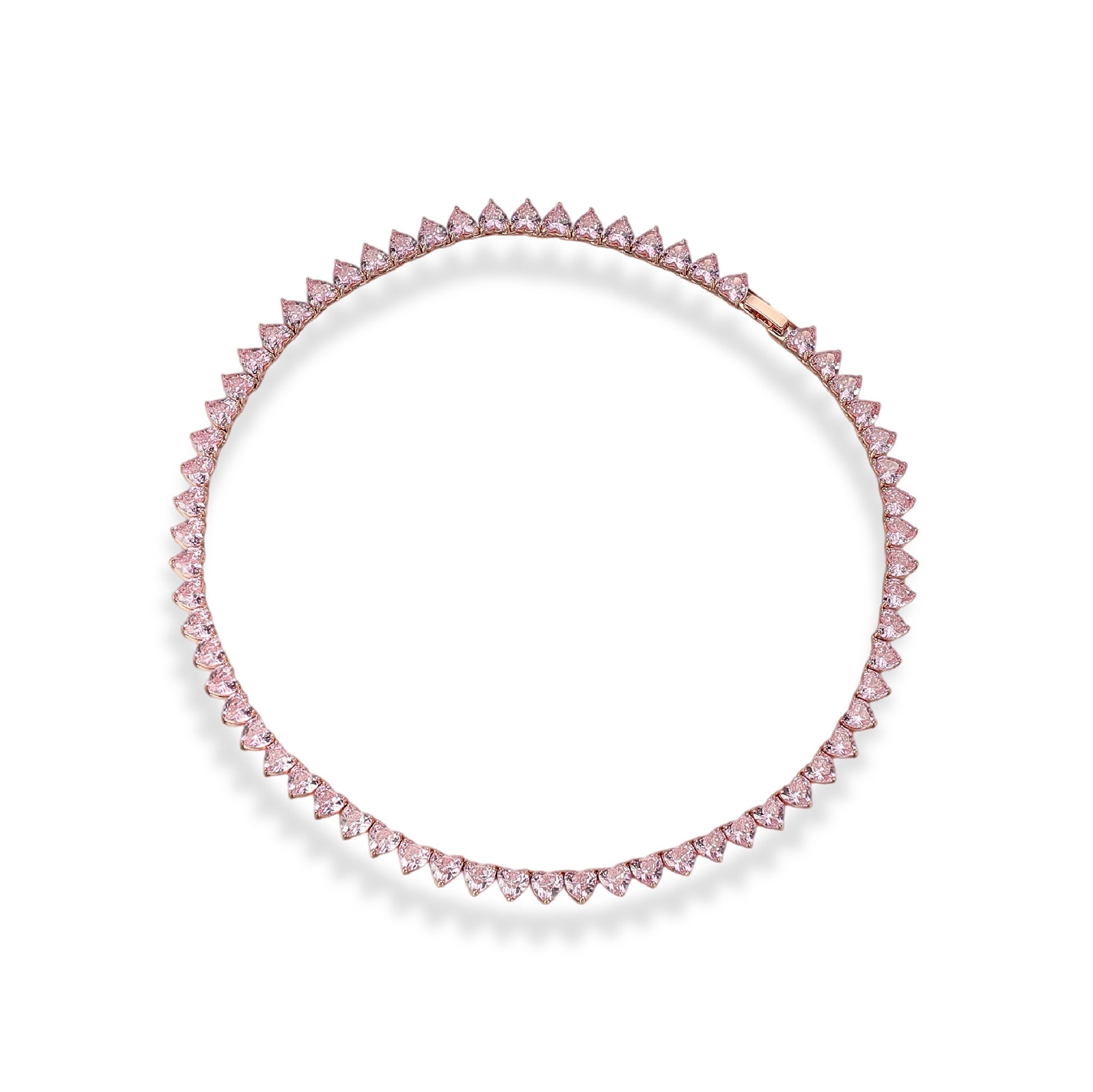 Birgit Pink Heart Tennis Choker Necklace