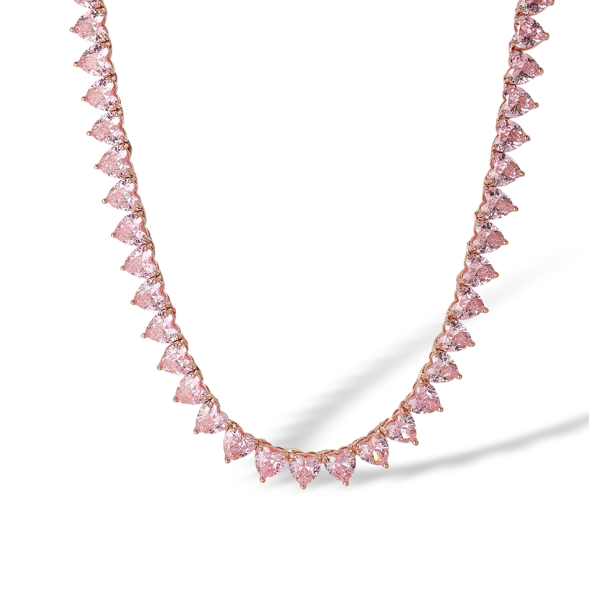 Birgit Pink Heart Tennis Choker Necklace