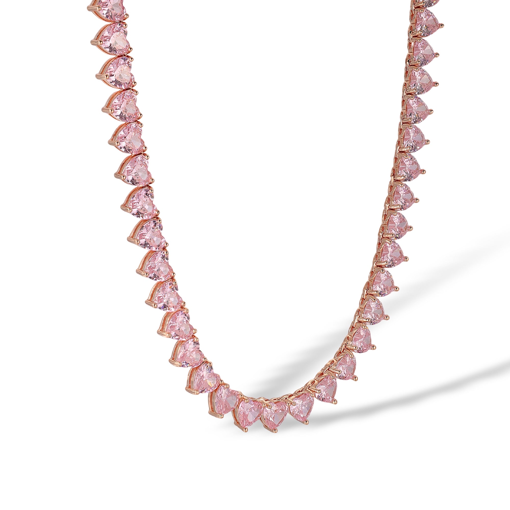 Birgit Pink Heart Tennis Choker Necklace