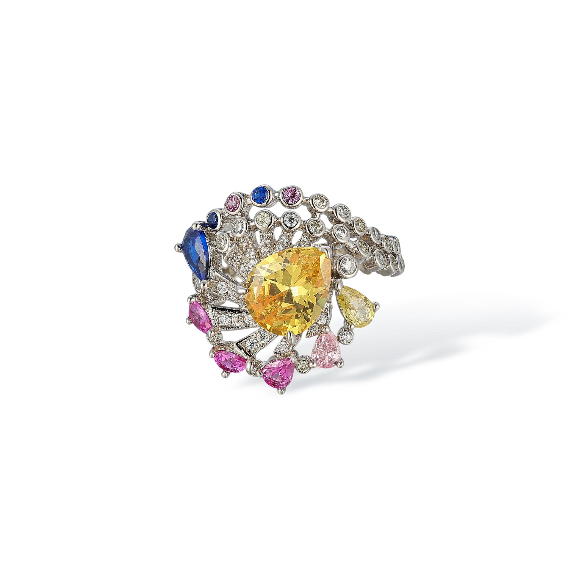 Blanca Multicolor Teardrop Open Ring