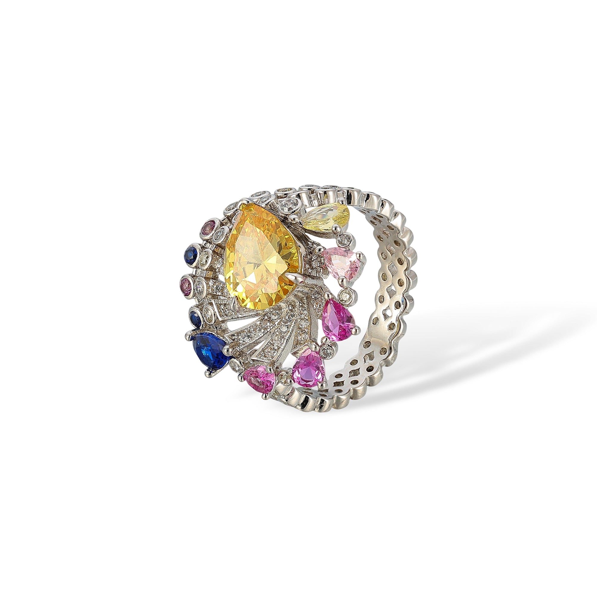 Blanca Multicolor Teardrop Open Ring
