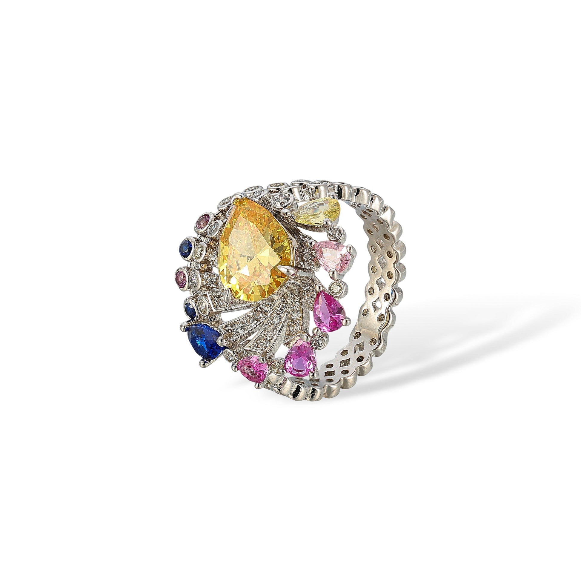 Blanca Multicolor Teardrop Open Ring