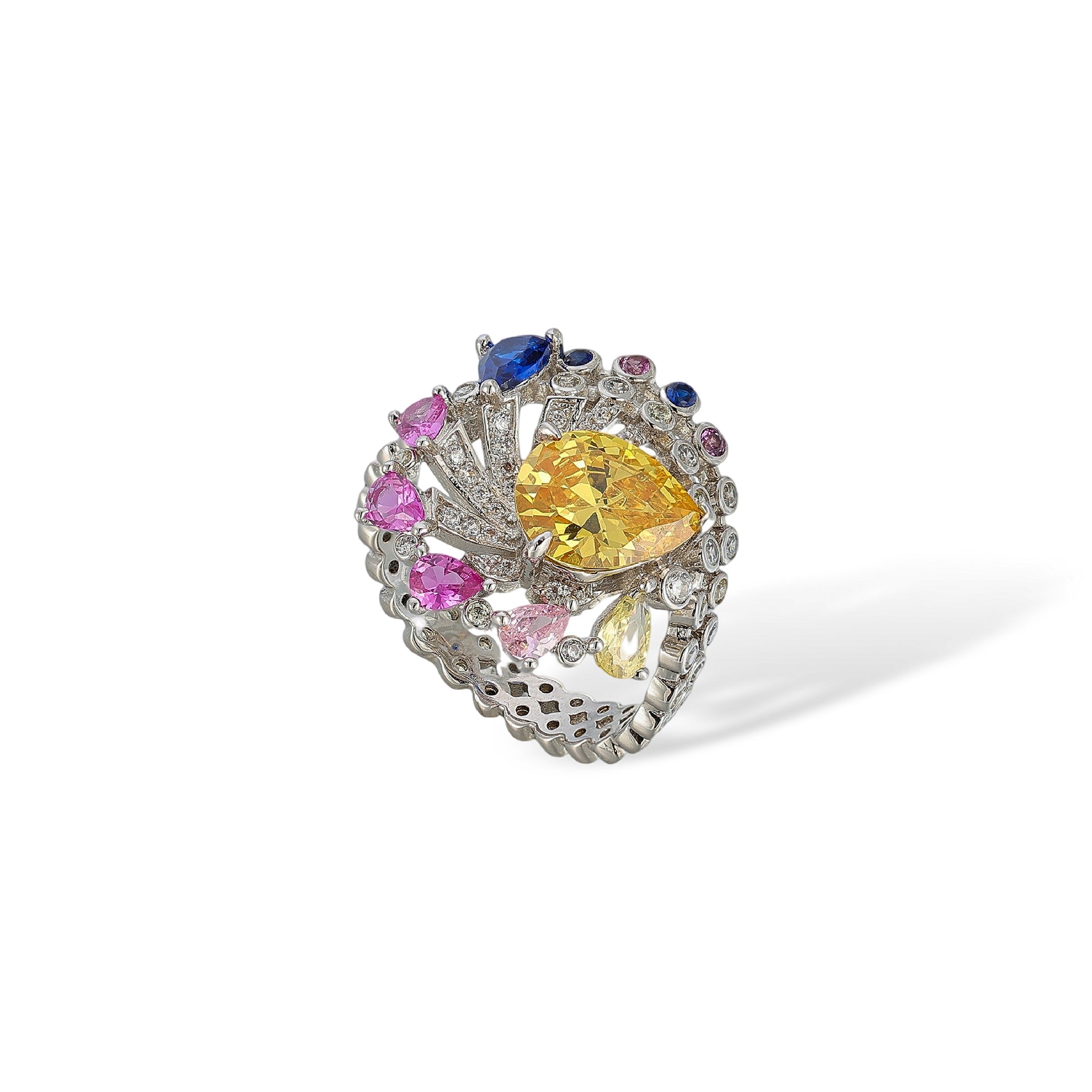 Blanca Multicolor Teardrop Open Ring