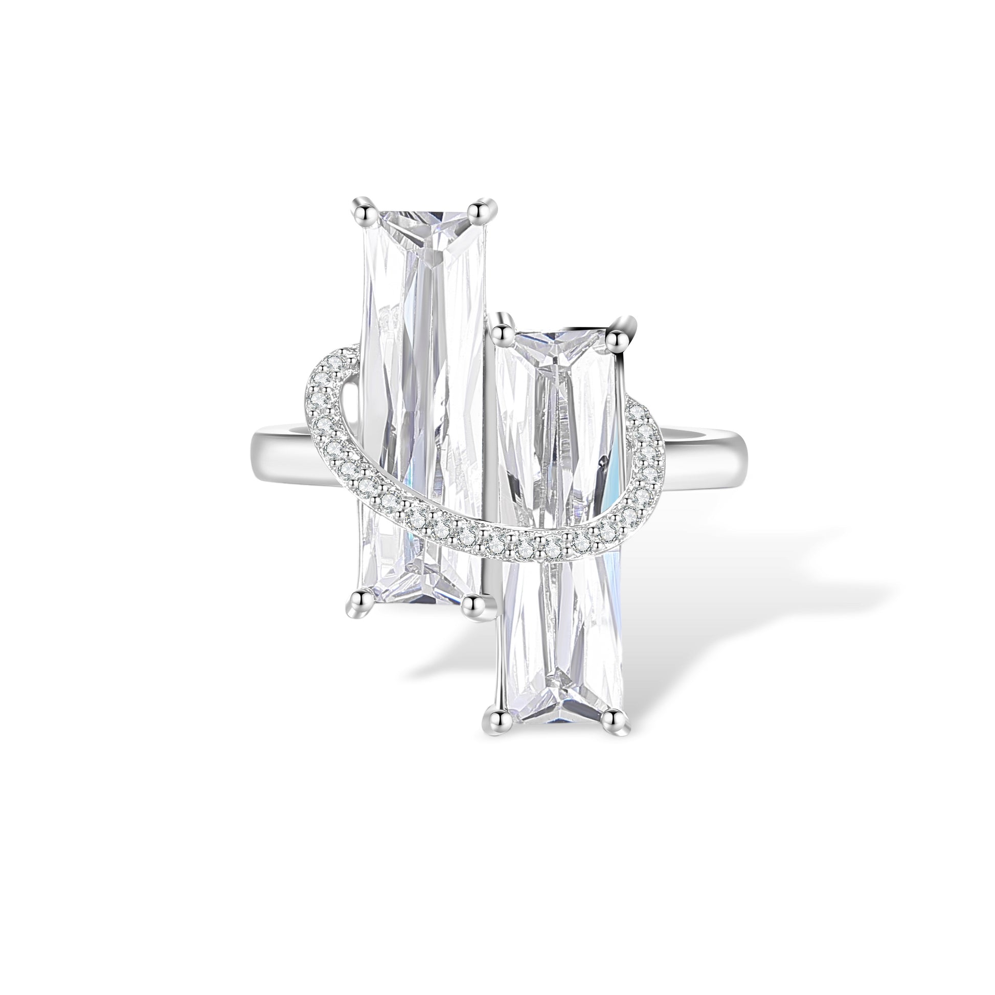 Blanche Double Baguette White Ring