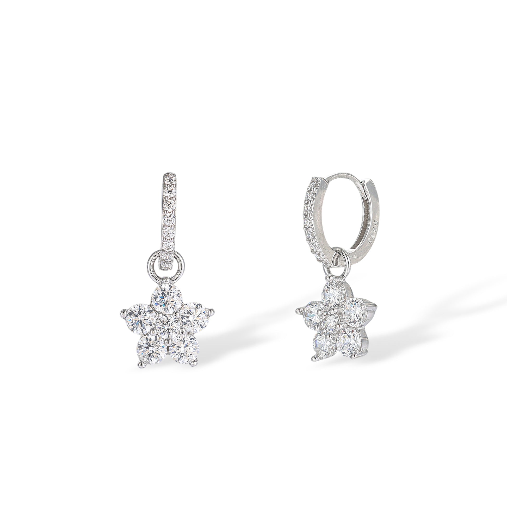 Bravoure White Floral Huggie Earrings